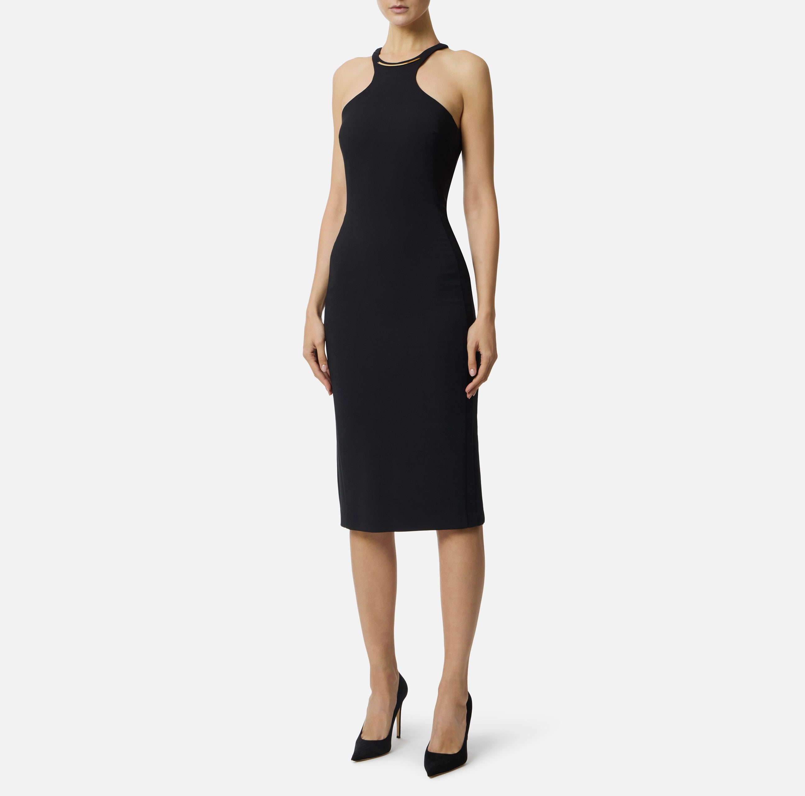 ELISABETTA FRANCHI Abito Midi Crêpe-Nero