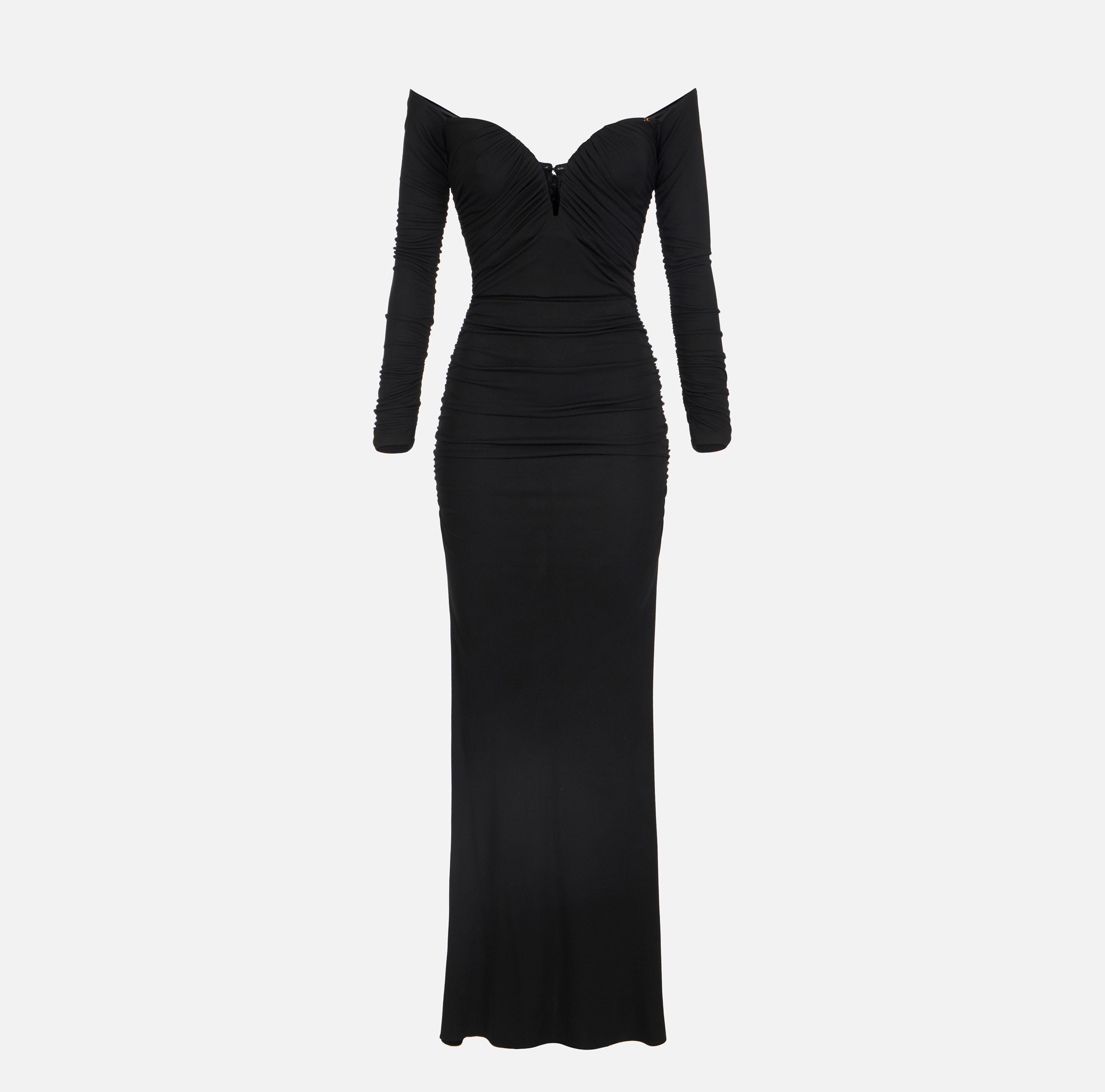 ELISABETTA FRANCHI Abito Red Carpet Jersey Crêpe Drappeggi-Nero