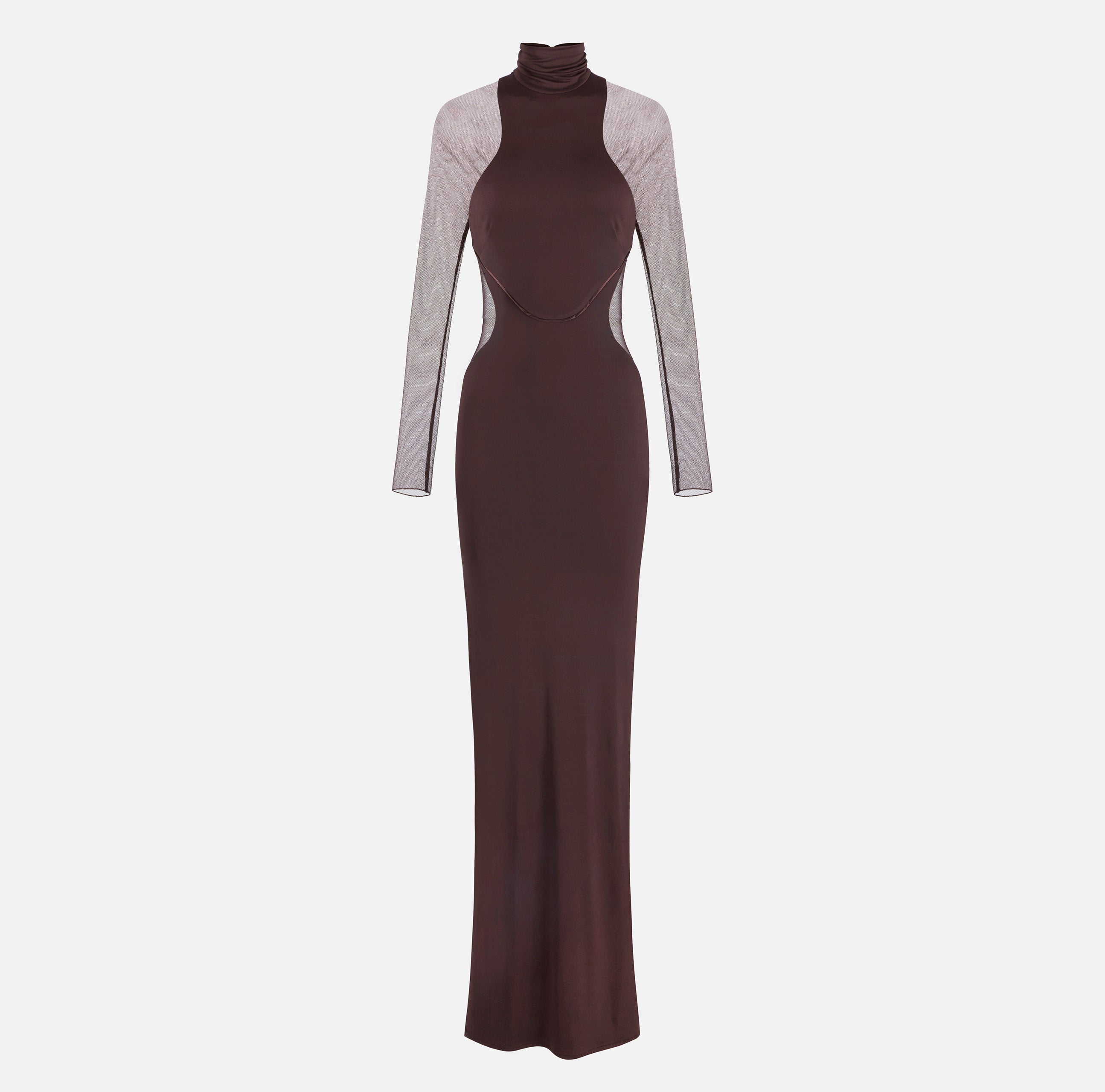 ELISABETTA FRANCHI Abito Red Carpet jersey crêpe Tulle-Cacao