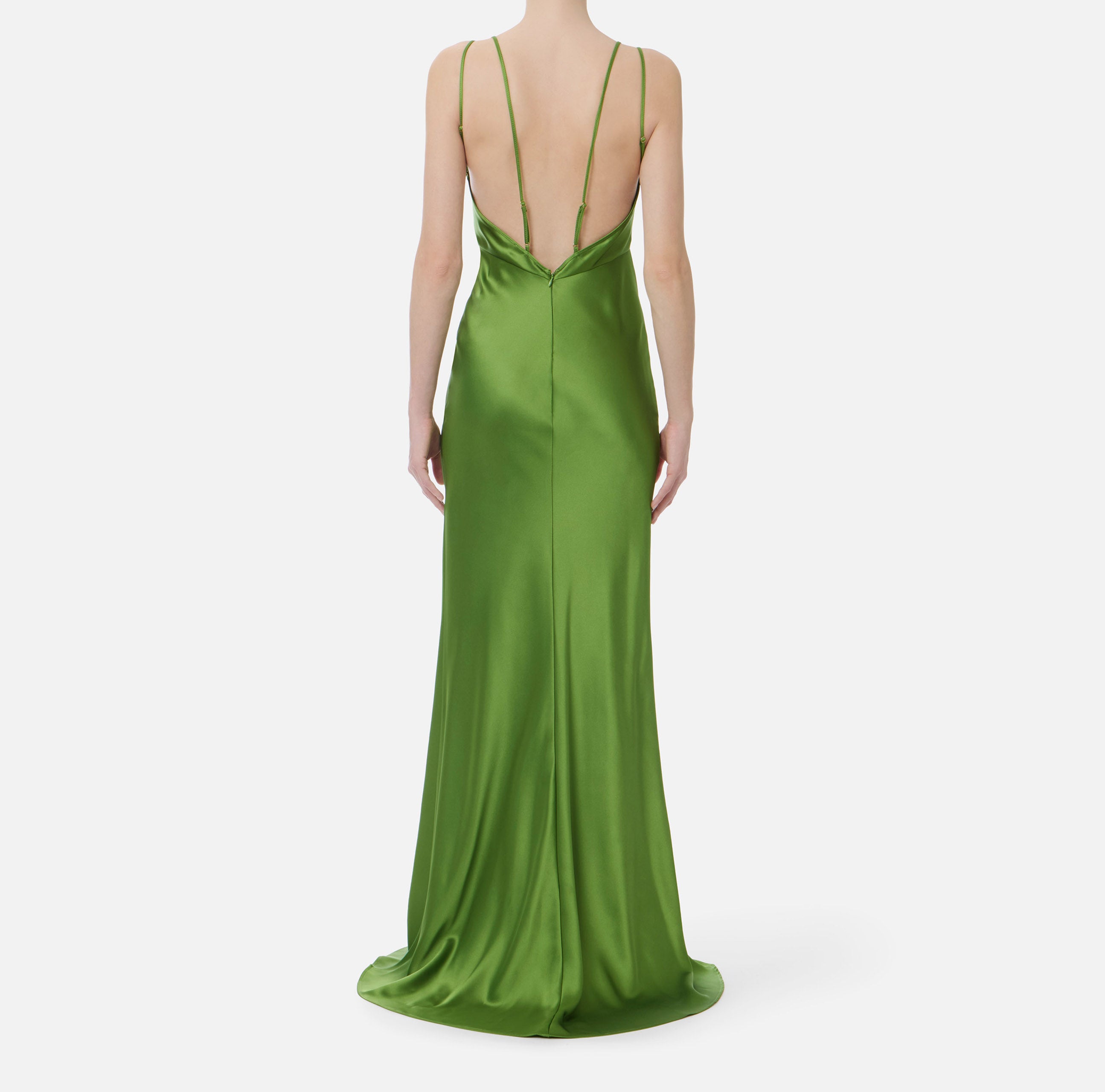 ELISABETTA FRANCHI Abito Red Carpet Raso Sirena-Aloe