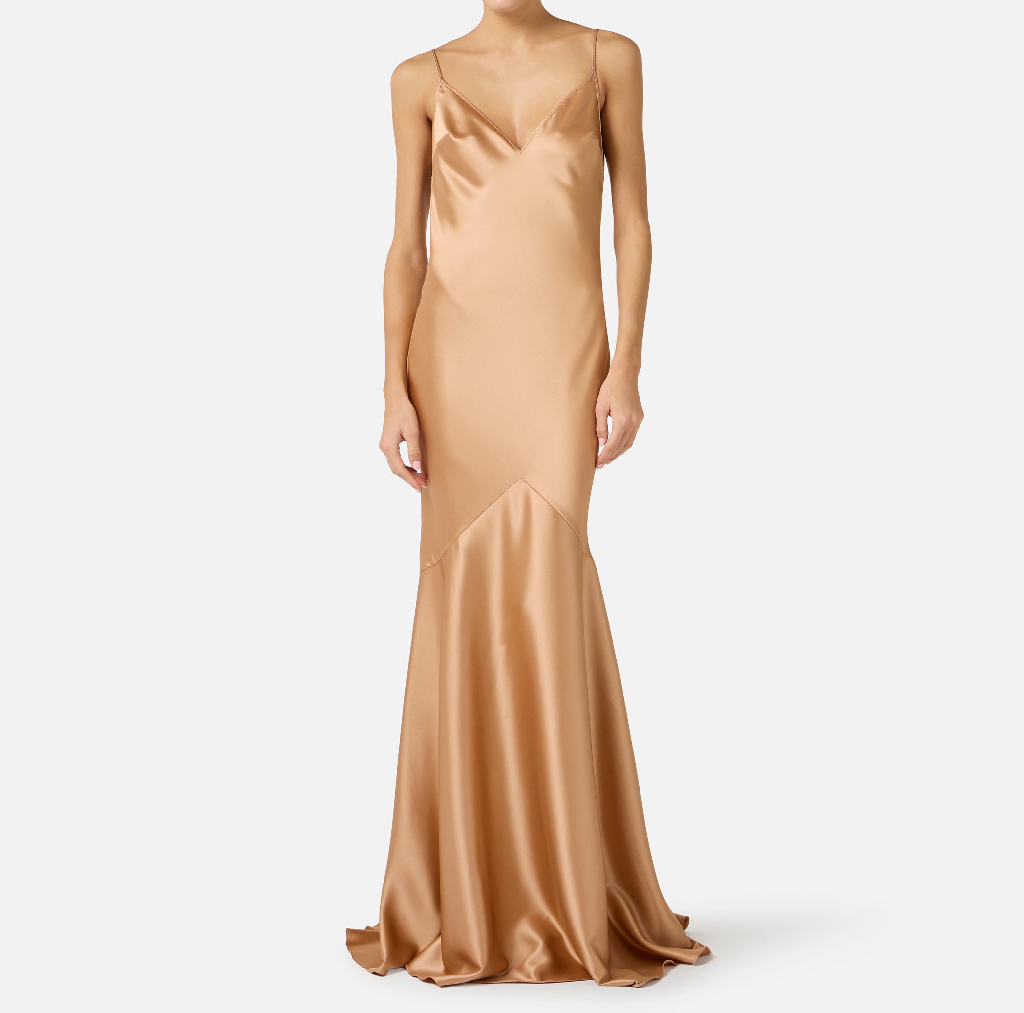 ELISABETTA FRANCHI Abito Red Carpet Raso Traingolo-Suede