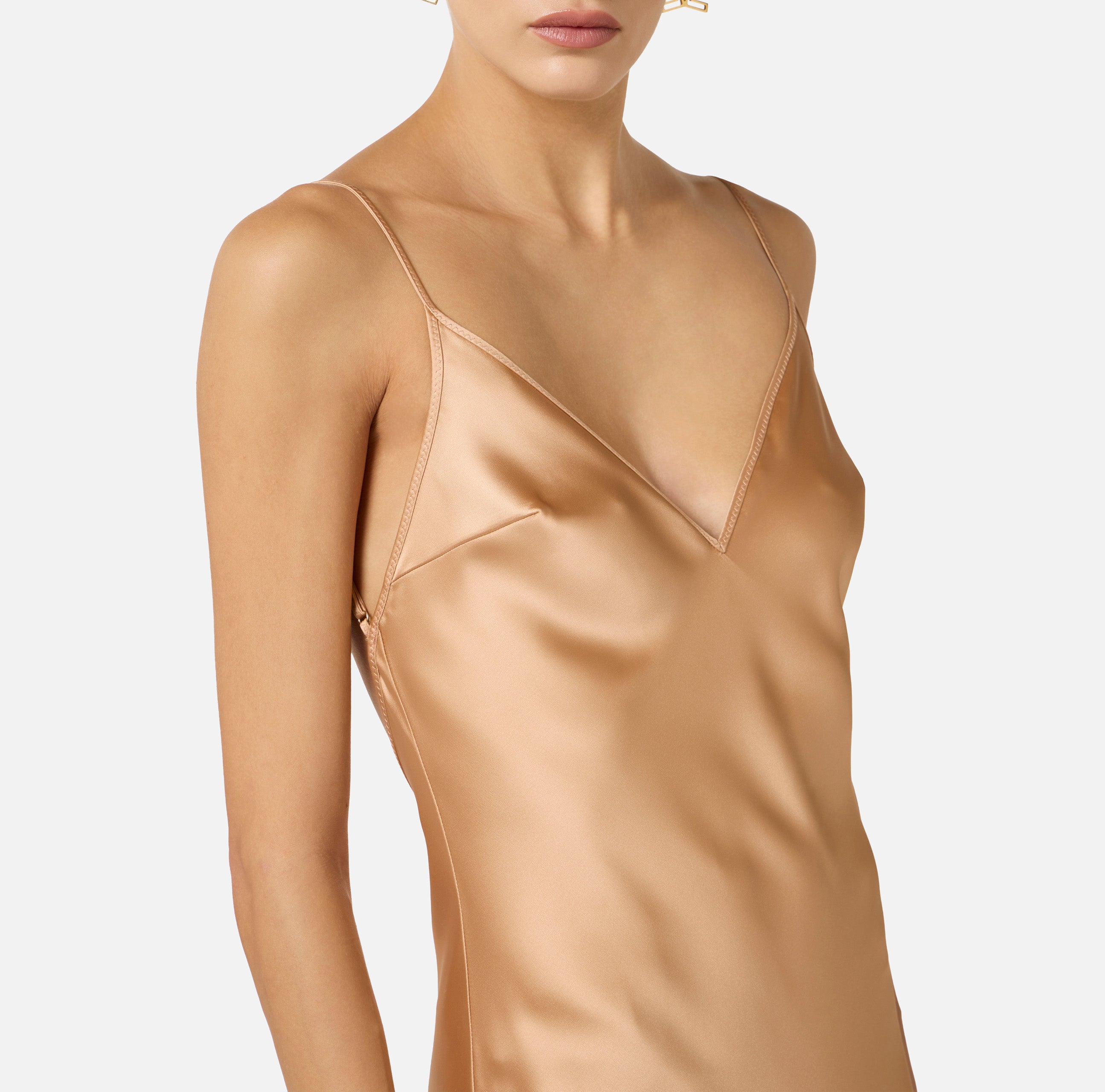 ELISABETTA FRANCHI Abito Red Carpet Raso Traingolo-Suede