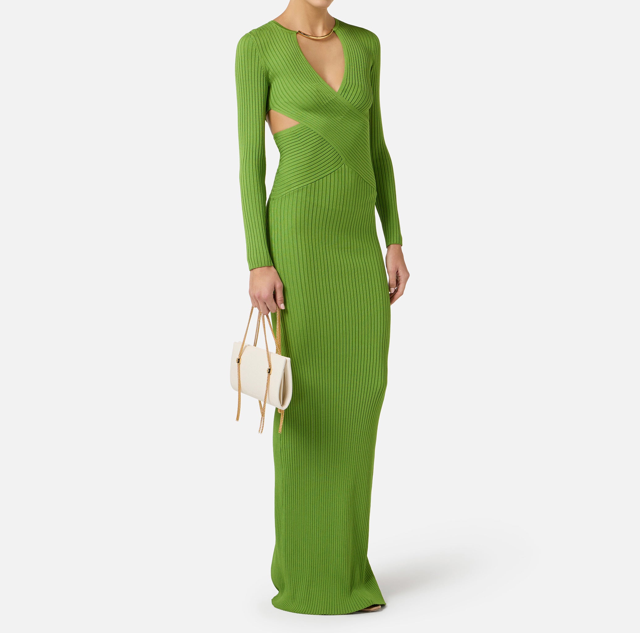 ELISABETTA FRANCHI Abito Red Carpet Maglia à Jour Collana-Aloe