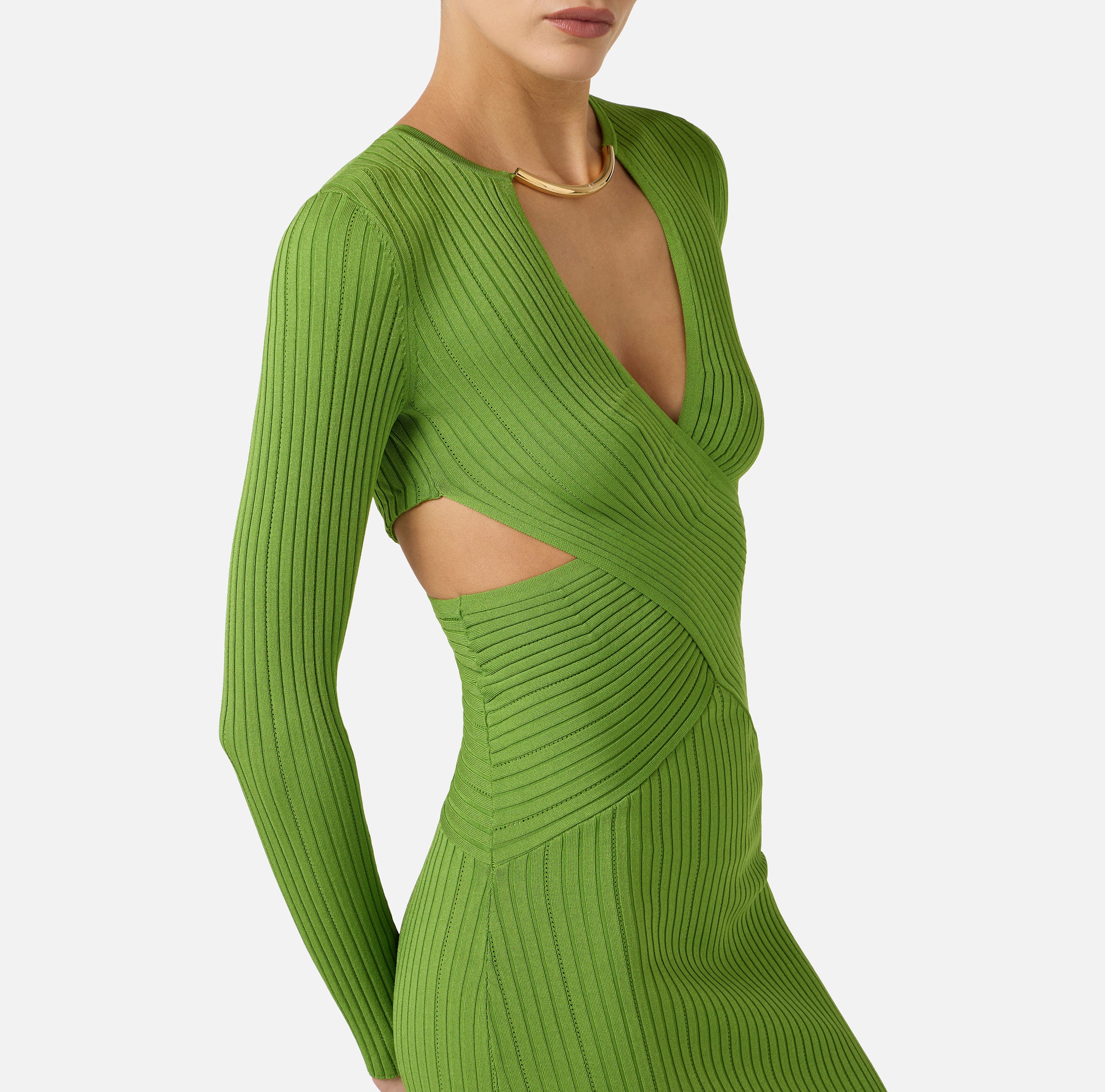 ELISABETTA FRANCHI Abito Red Carpet Maglia à Jour Collana-Aloe