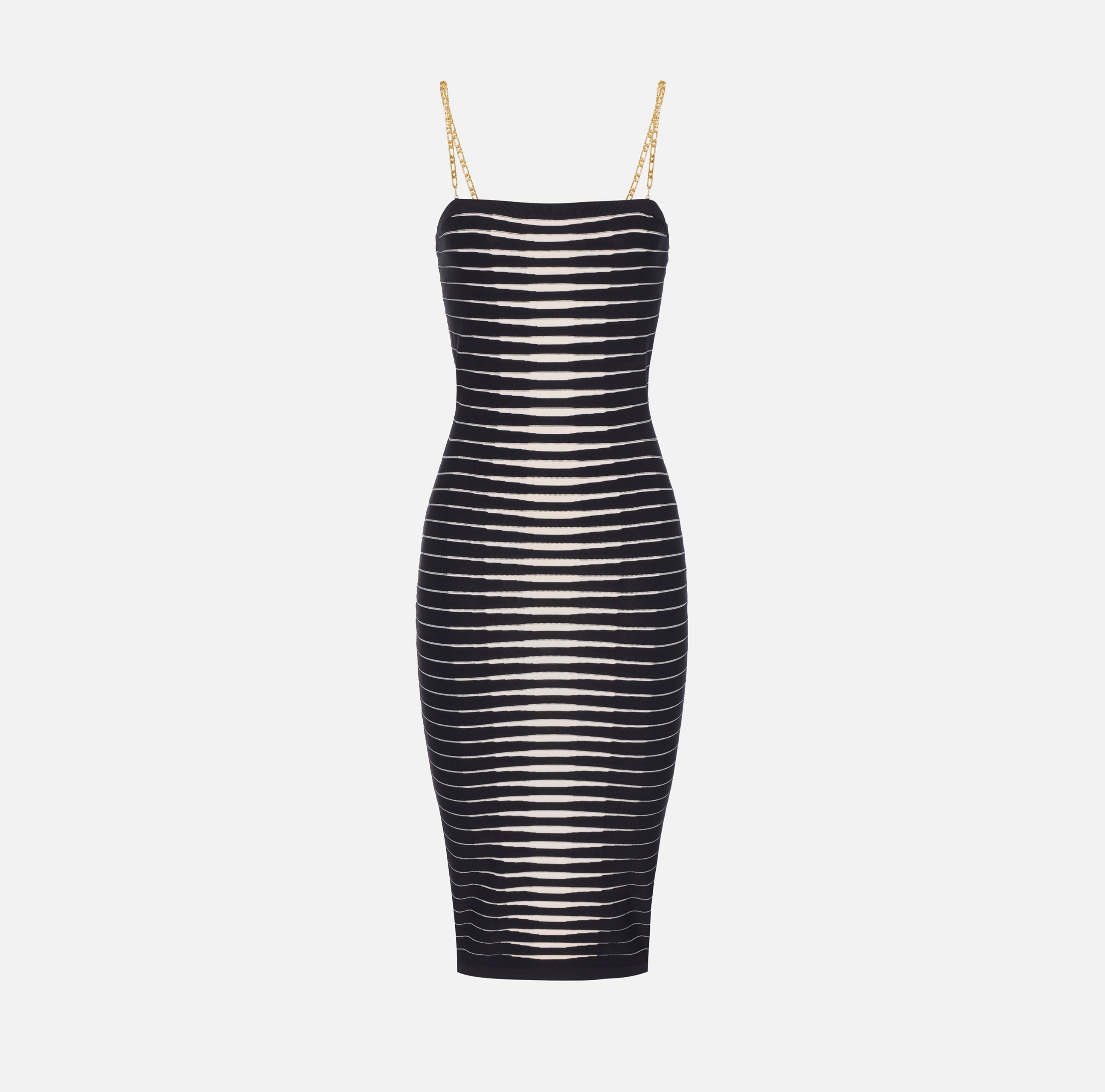 ELISABETTA FRANCHI Abito Midi Maglia Jacquard Zebra-Nero/Burro