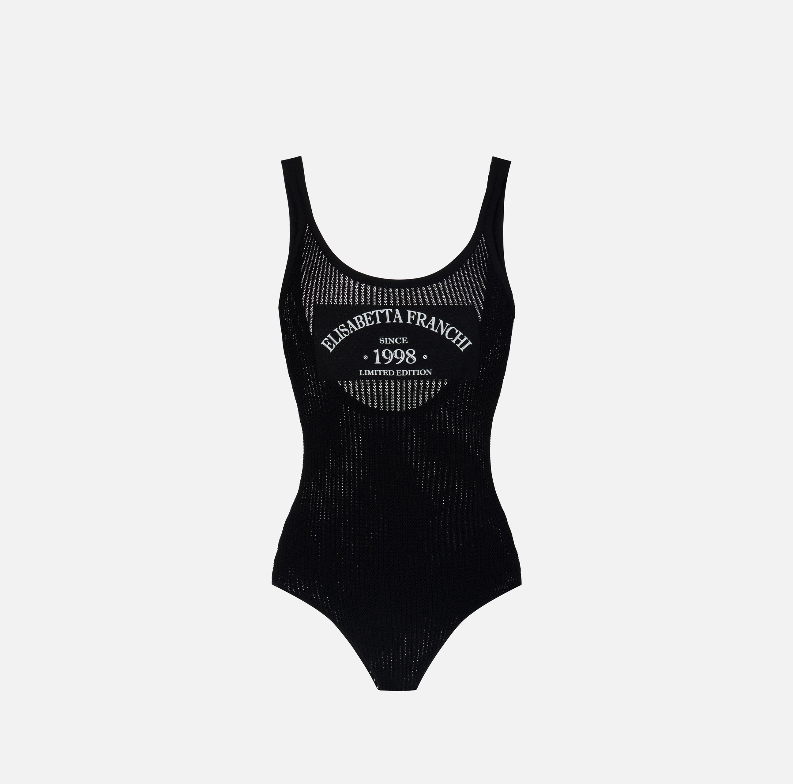 ELISABETTA FRANCHI Body Maglia Stampa Logo-Nero