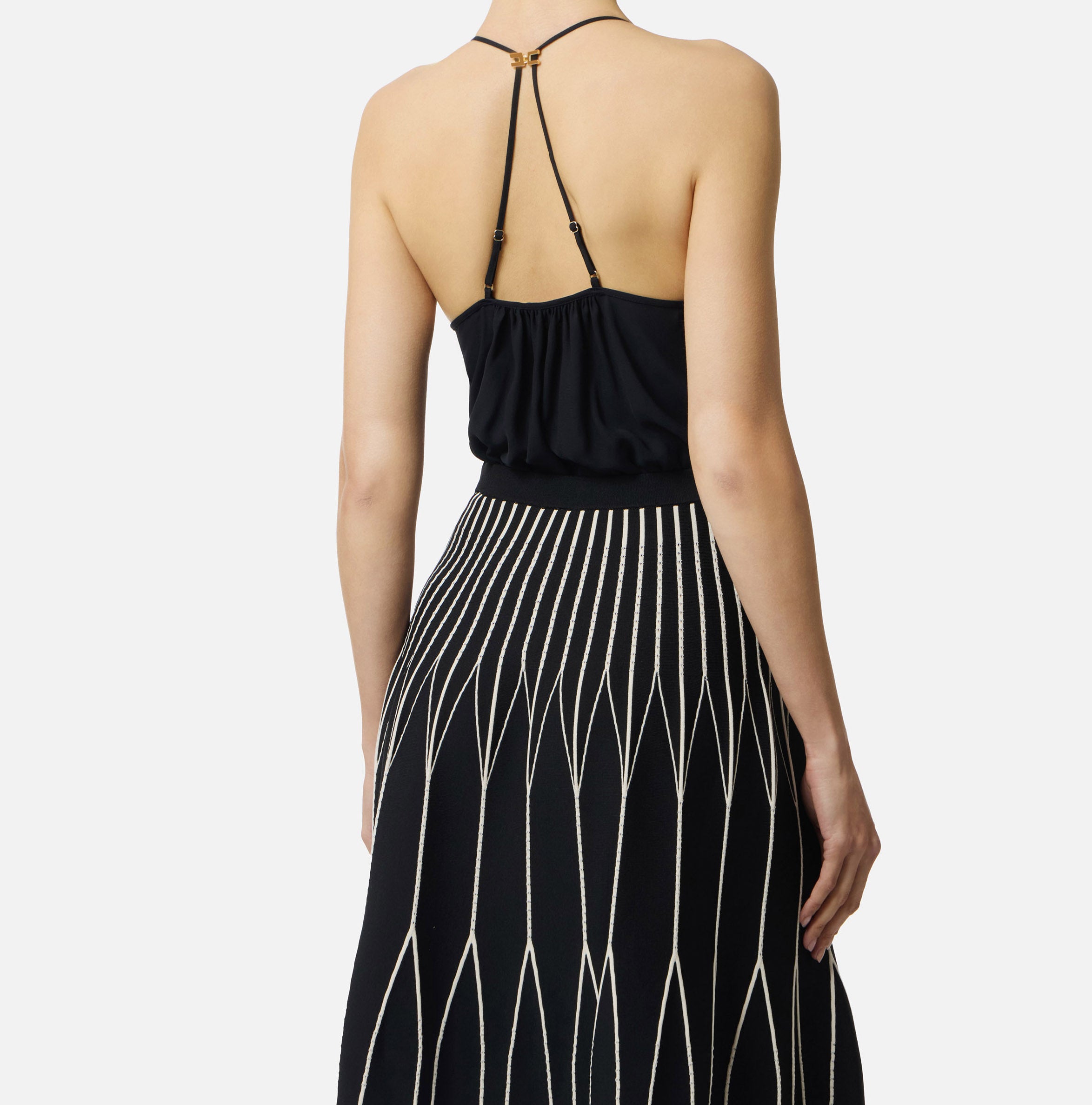 ELISABETTA FRANCHI Body Georgette Viscosa-Nero