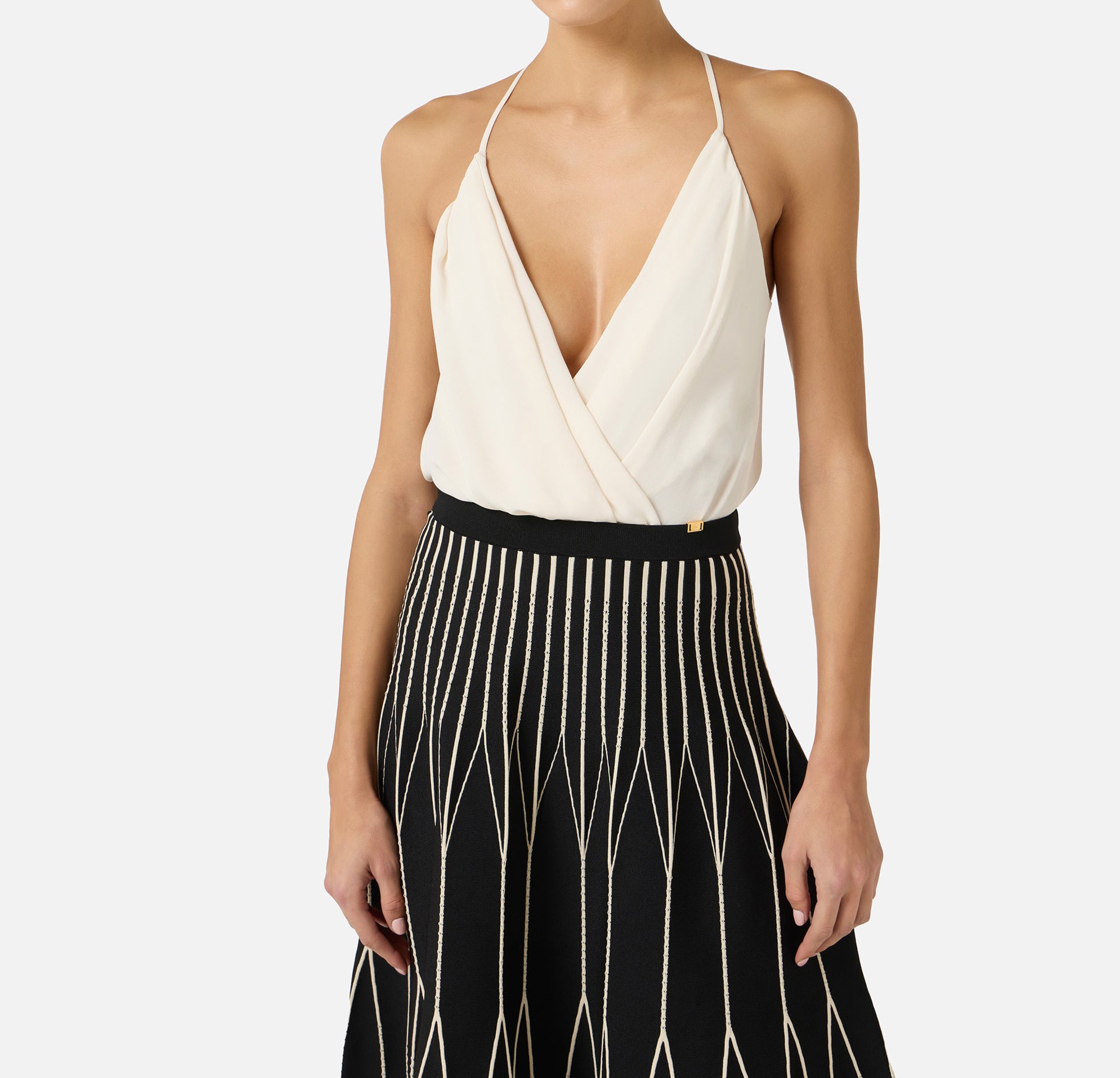 ELISABETTA FRANCHI Body Georgette Viscosa-Burro