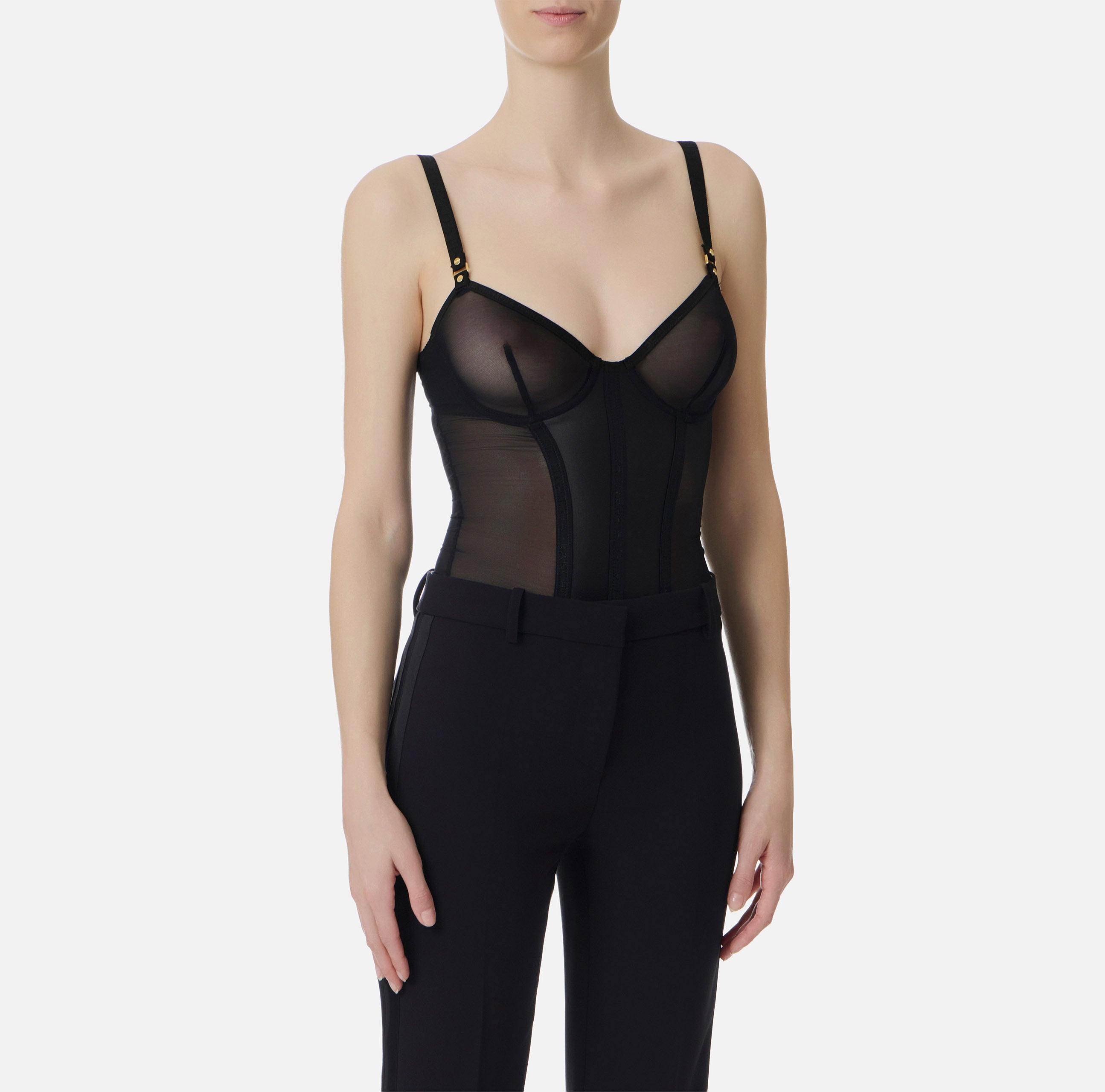 ELISABETTA FRANCHI Body Tulle Raso-Nero