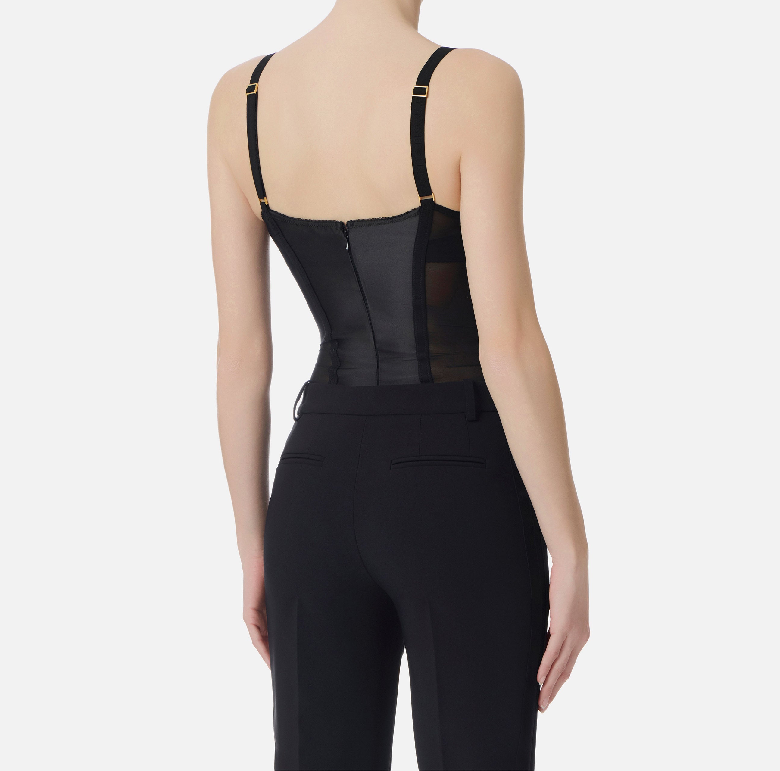 ELISABETTA FRANCHI Body Tulle Raso-Nero