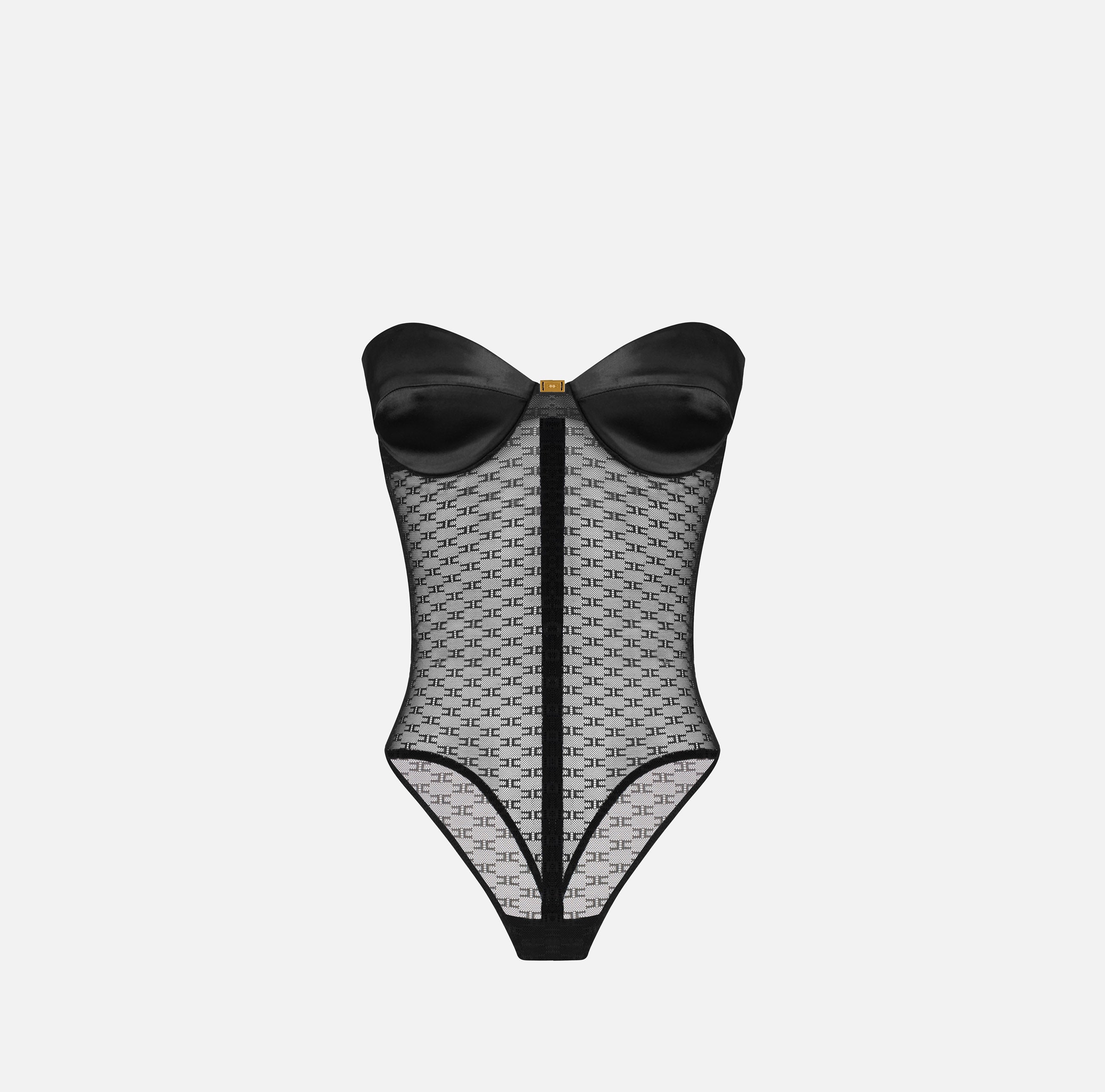 ELISABETTA FRANCHI Body Tulle Jacquard Raso-Nero