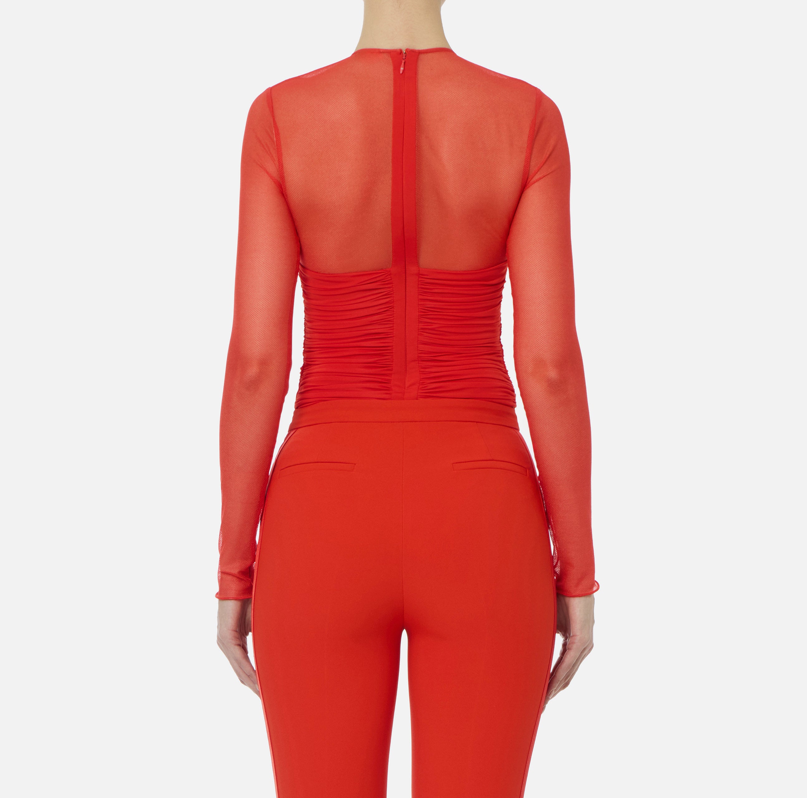 ELISABETTA FRANCHI Body Jersey crêpe tulle Placca gioiello-Lacca