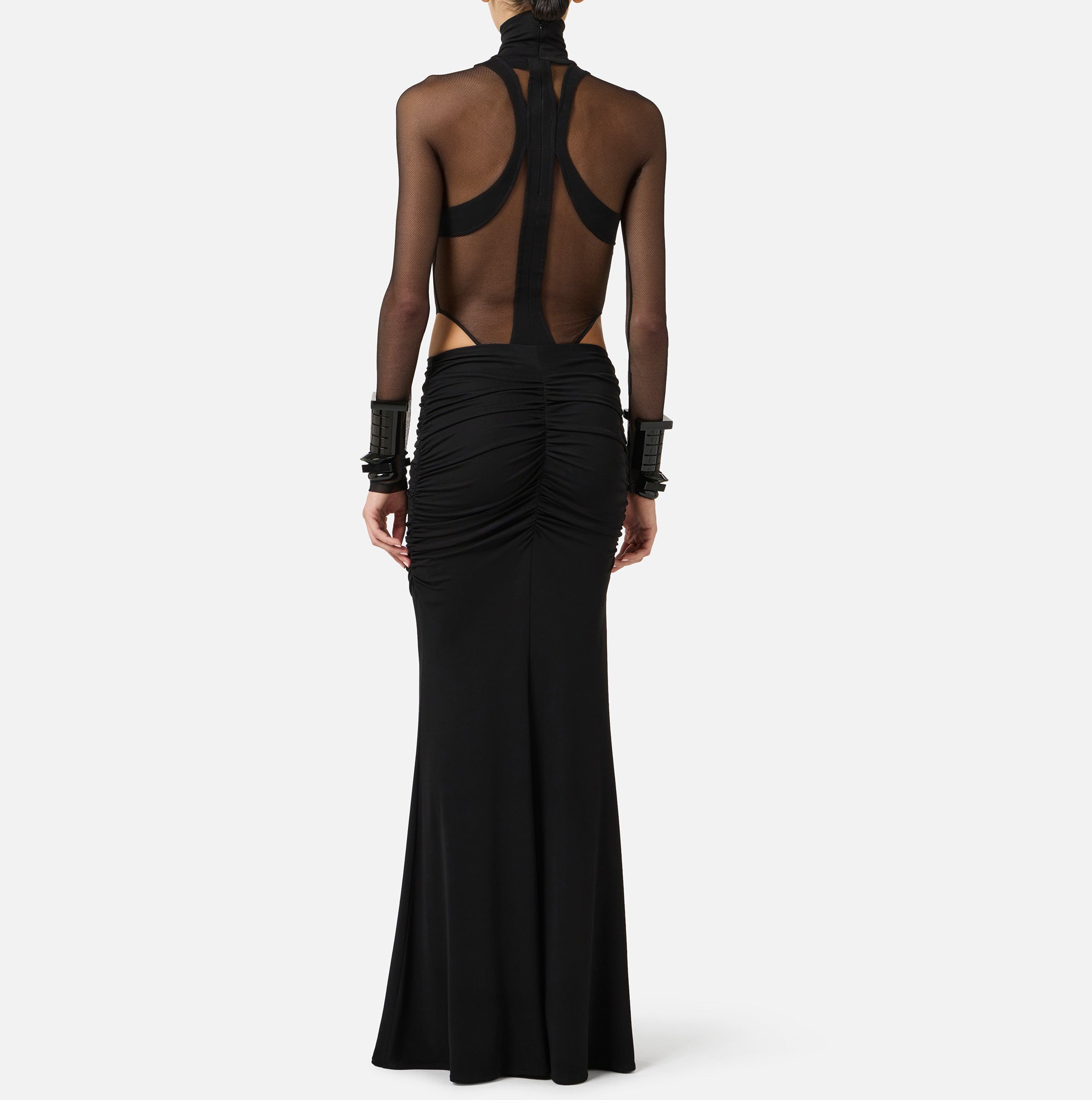 ELISABETTA FRANCHI Body Jersey crêpe Tulle-Nero