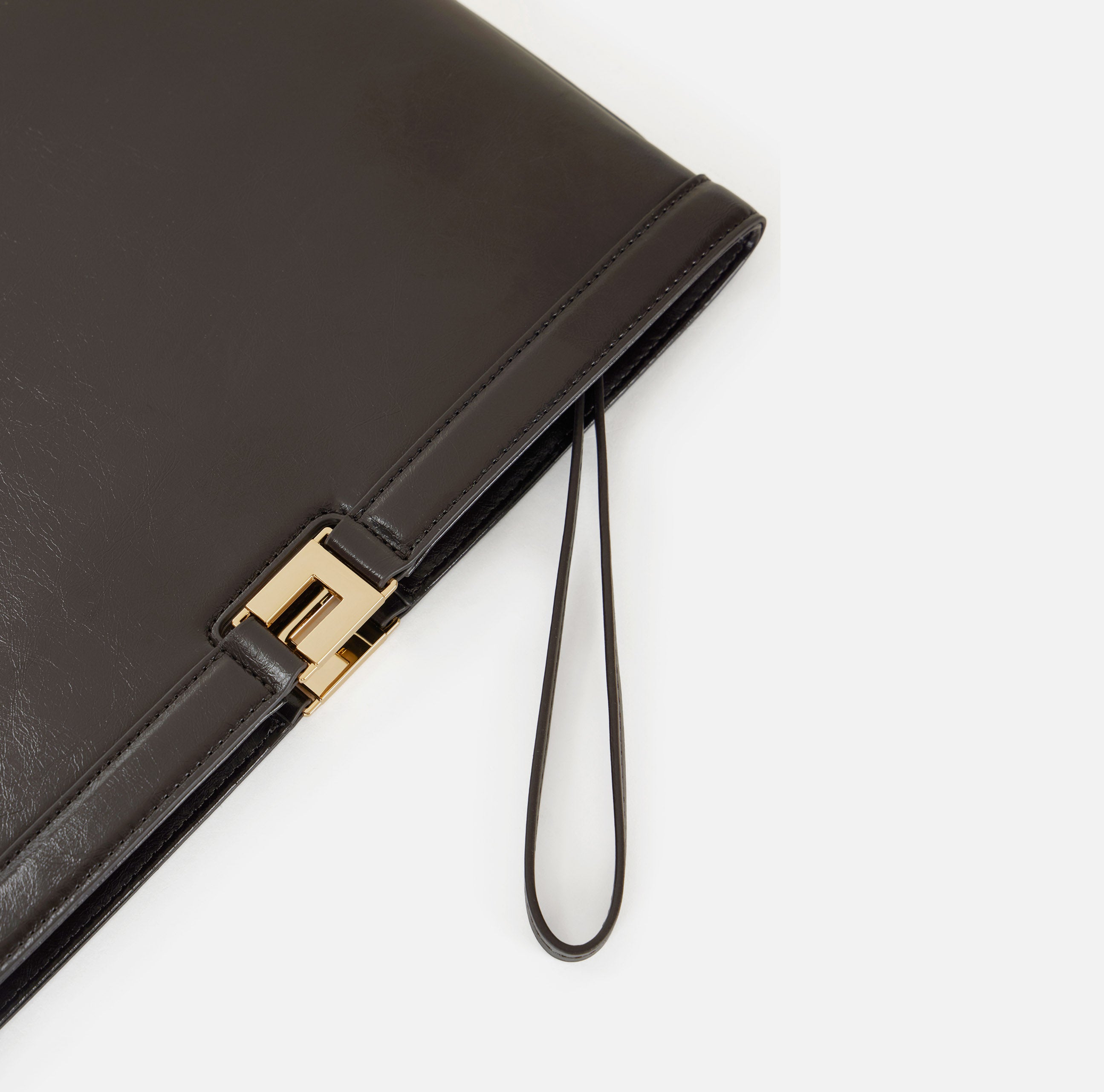 ELISABETTA FRANCHI Borsa Busta Ecopelle Naplak-Dark Chocolate