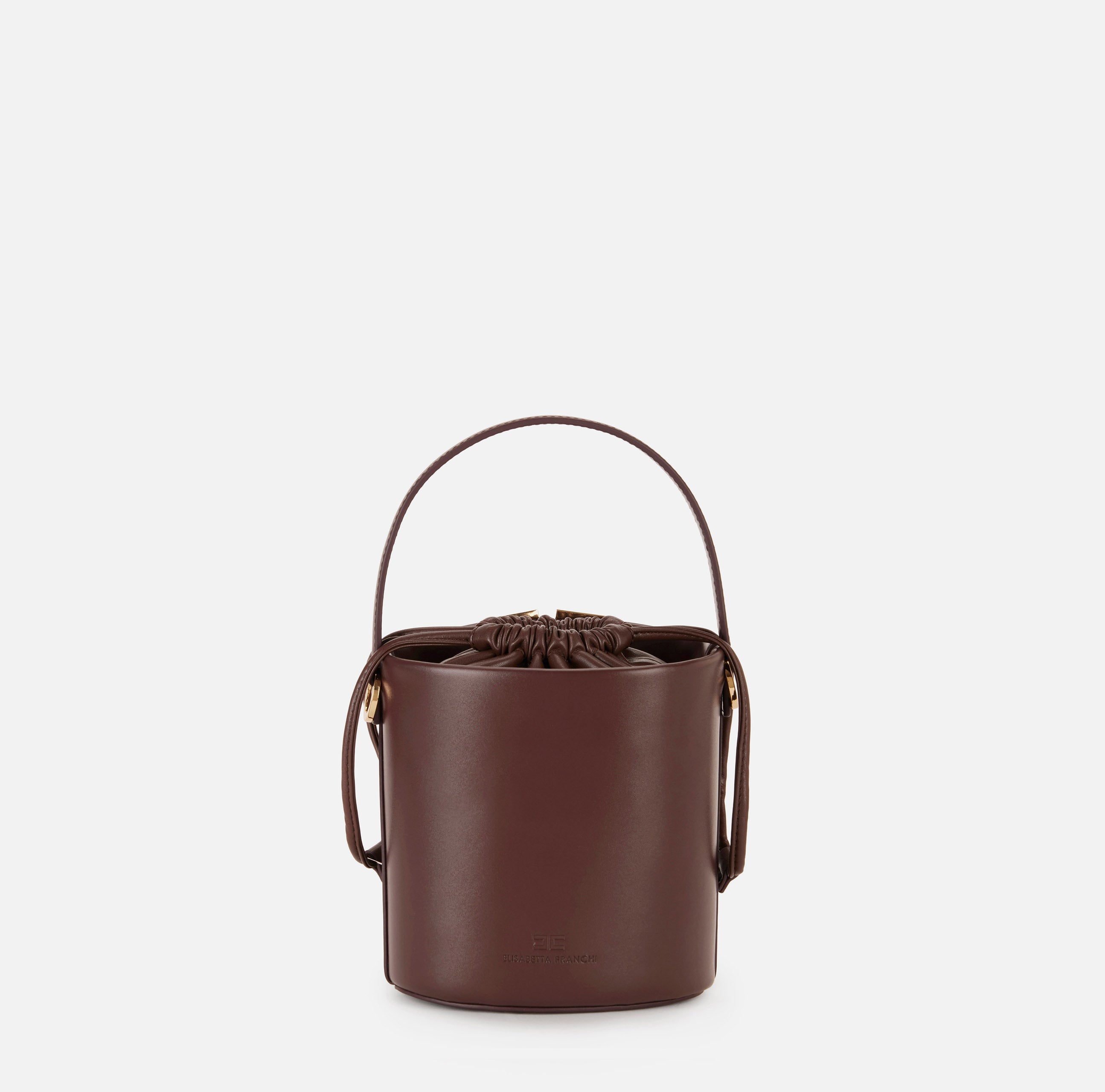 ELISABETTA FRANCHI Borsa Secchiello Ecopelle Logo-Cacao