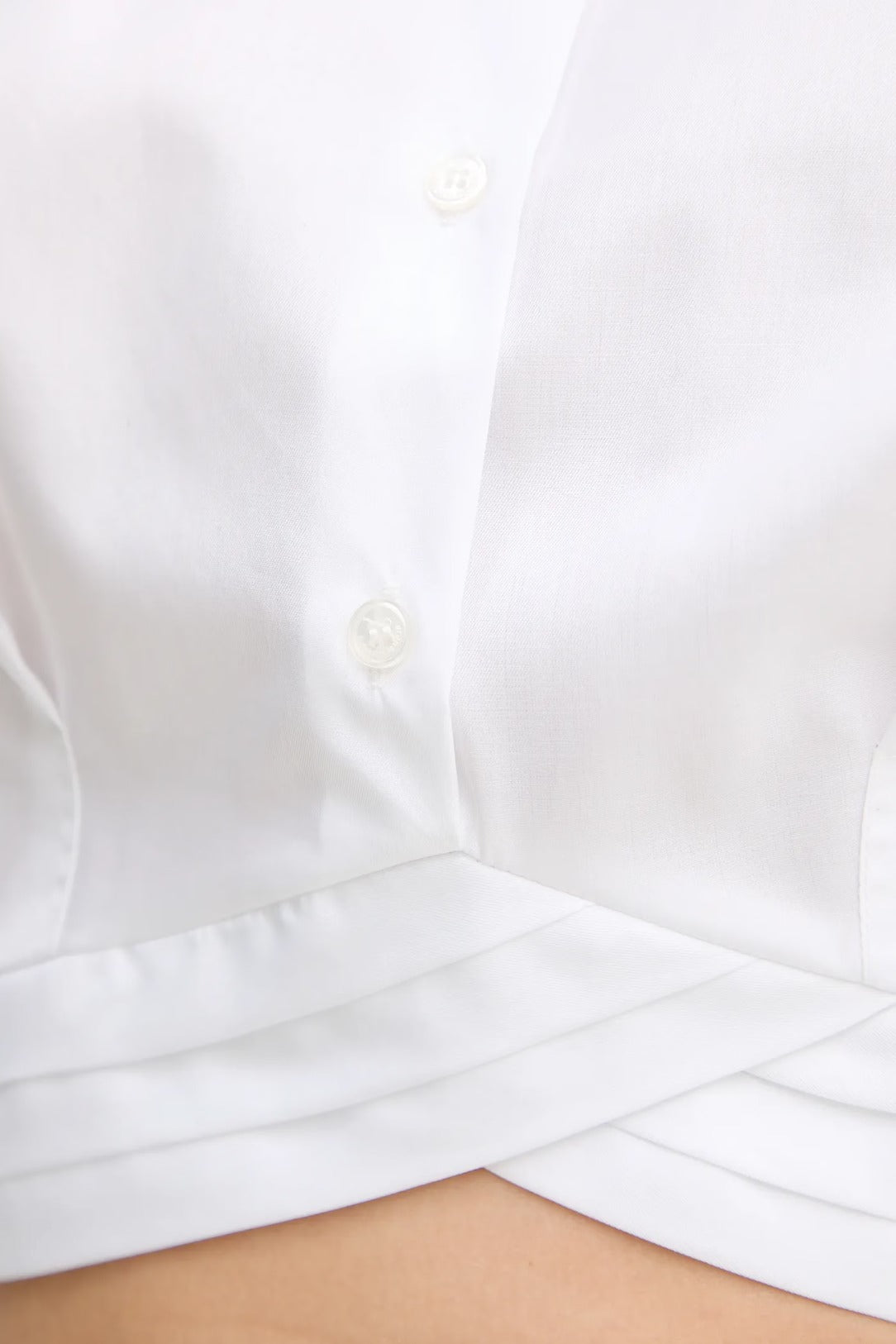 ELISABETTA FRANCHI Camicia Cropped Popeline Cotone Fascione-Bianco