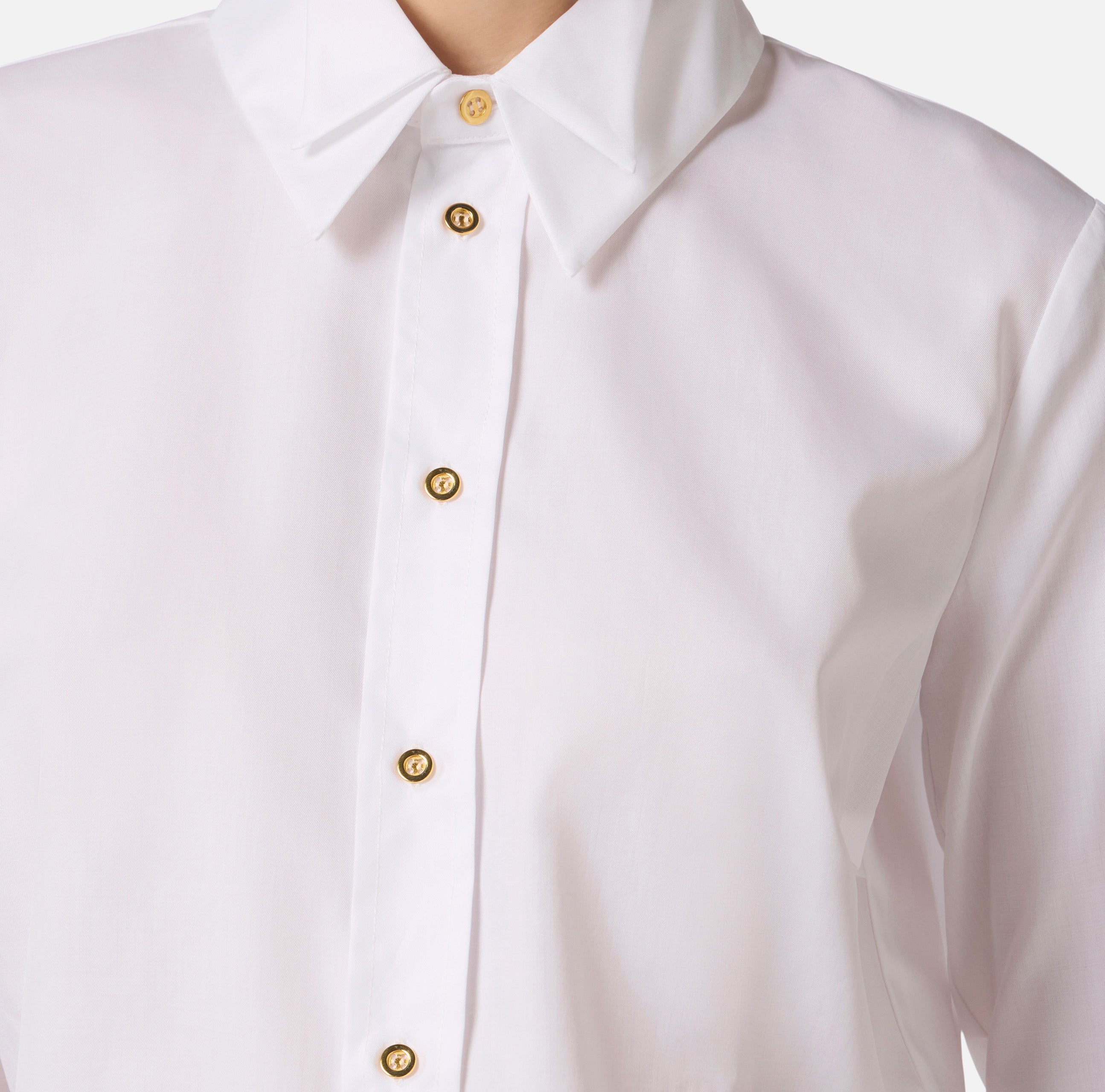 ELISABETTA FRANCHI Camicia Cotone Ricamo Logo-Bianco