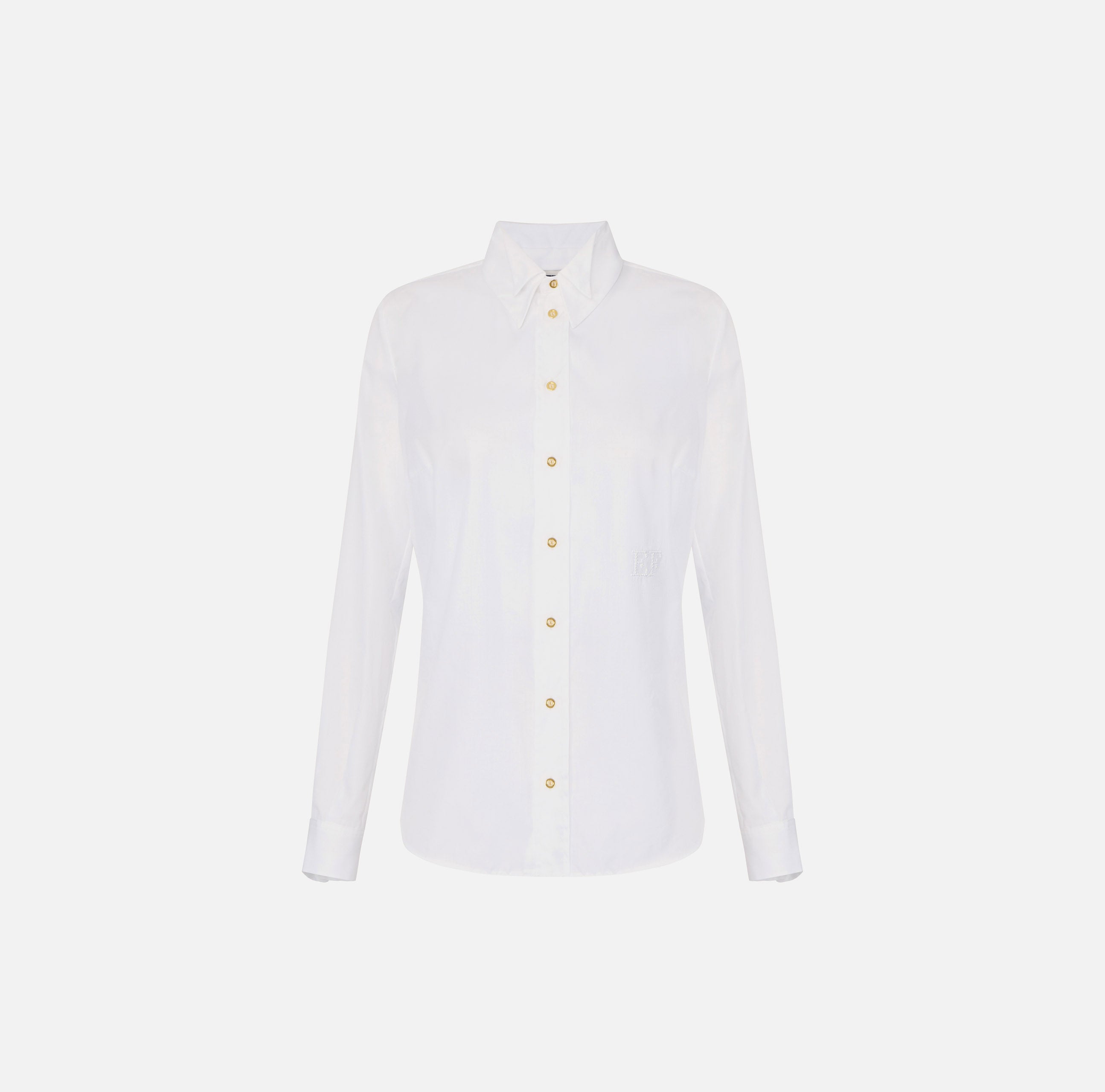 ELISABETTA FRANCHI Camicia Cotone Ricamo Logo-Bianco