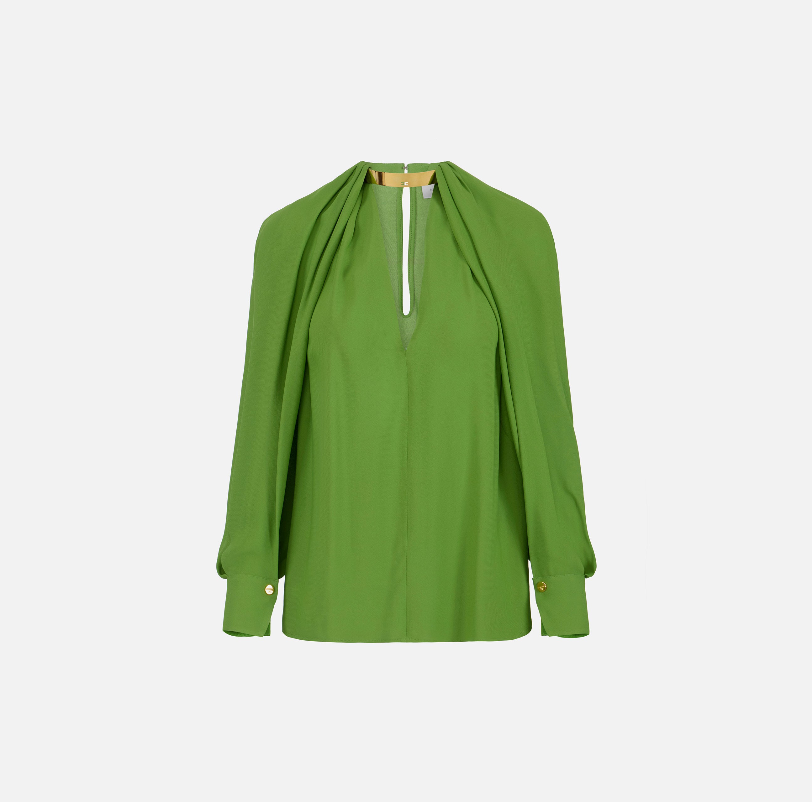 ELISABETTA FRANCHI Blusa Georgette Viscosa Gioiello-Aloe