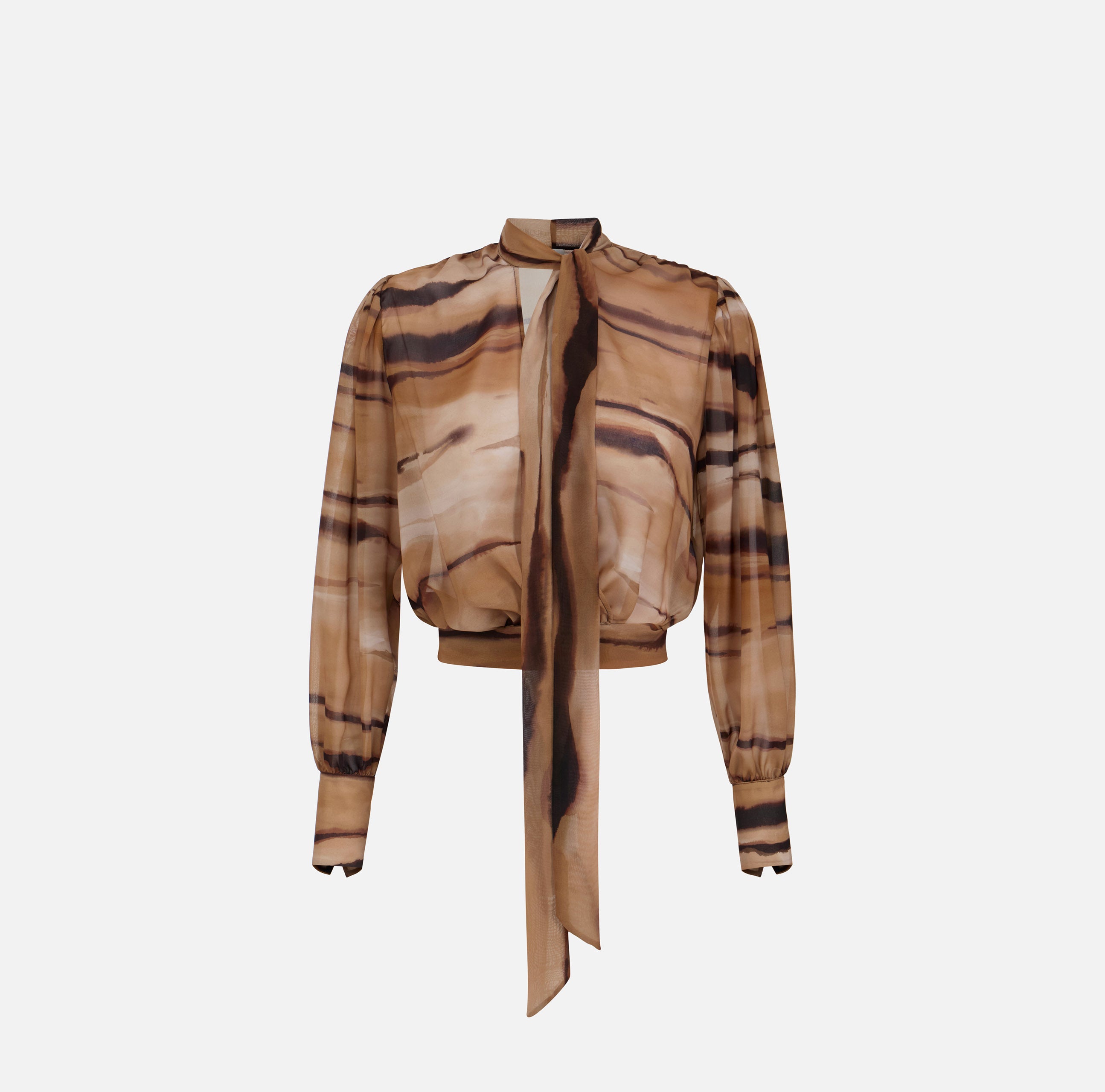 ELISABETTA FRANCHI Blusa Chiffon Tigrata-Cammello