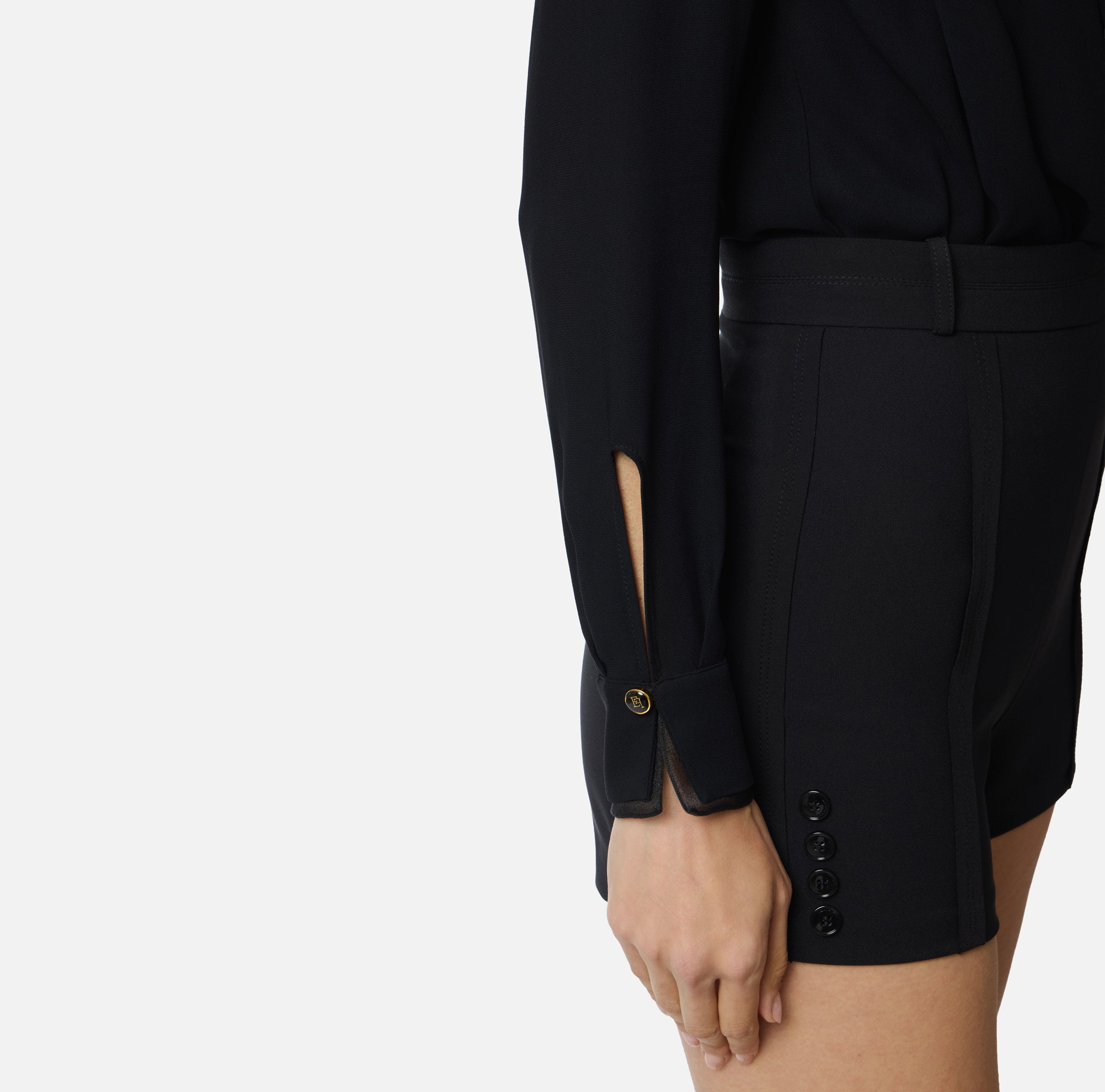 ELISABETTA FRANCHI Camicia a body Georgette Viscosa-Nero