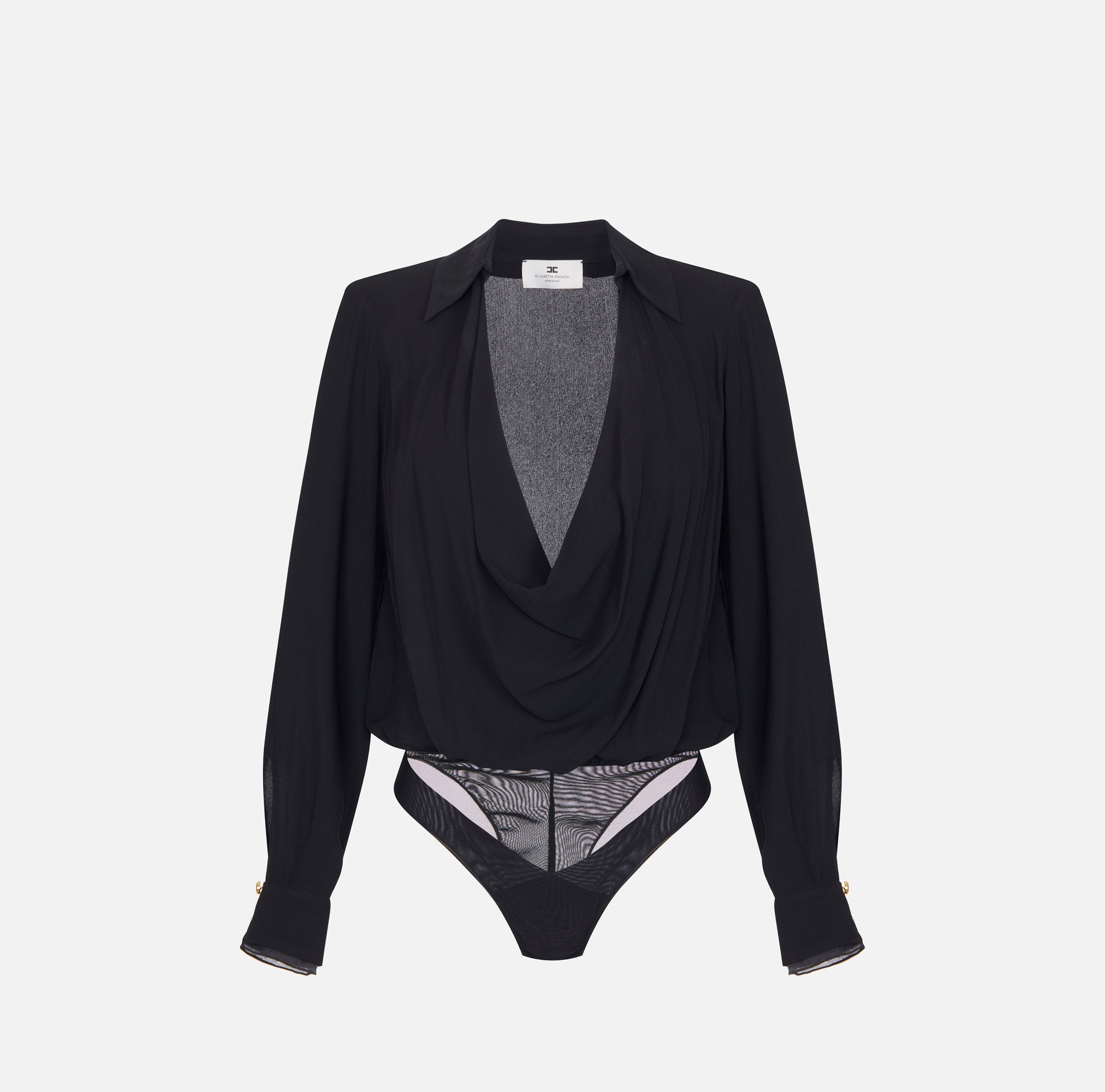 ELISABETTA FRANCHI Camicia a body Georgette Viscosa-Nero