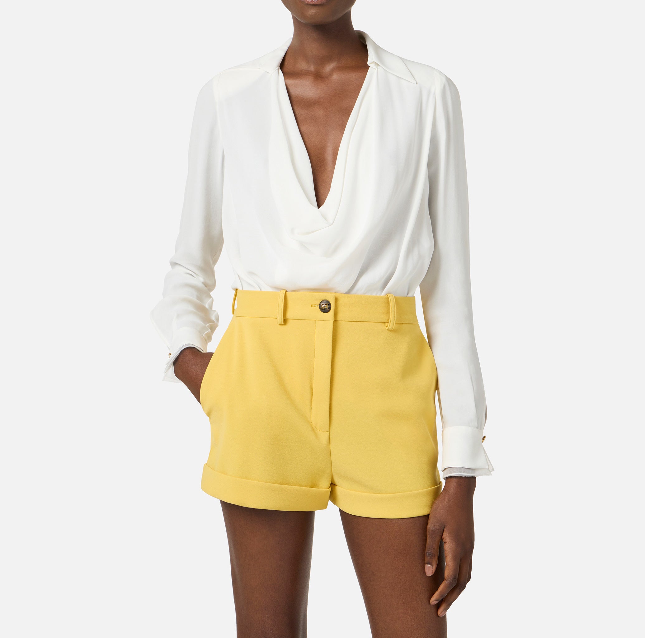 ELISABETTA FRANCHI Camicia a body Georgette Viscosa-Avorio