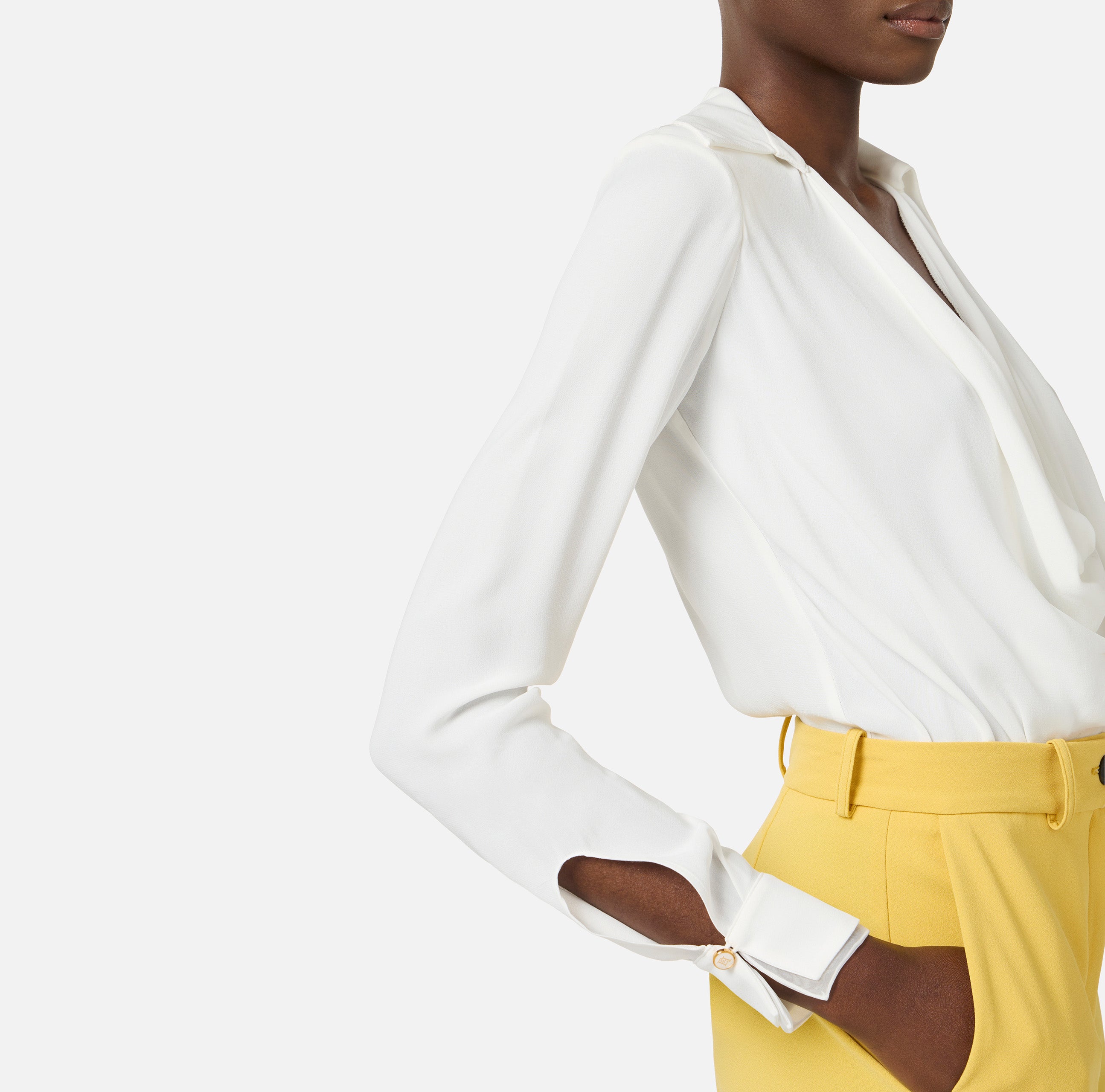 ELISABETTA FRANCHI Camicia a body Georgette Viscosa-Avorio