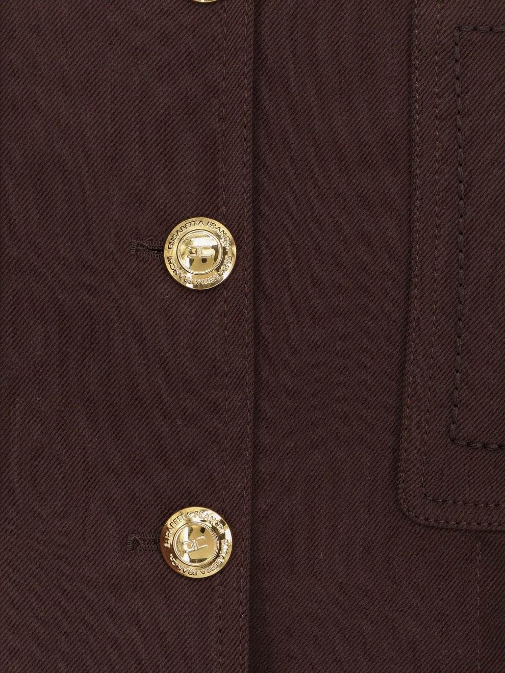 ELISABETTA FRANCHI Giubbino Gabardina Bottoni-Cacao