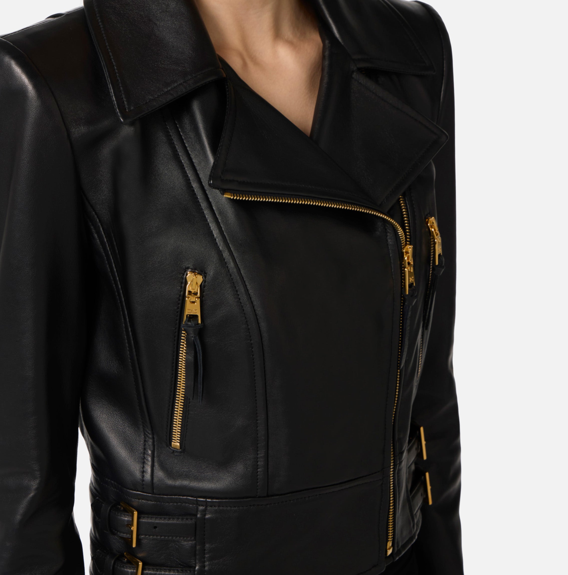 ELISABETTA FRANCHI Giacca Biker Pelle-Nero