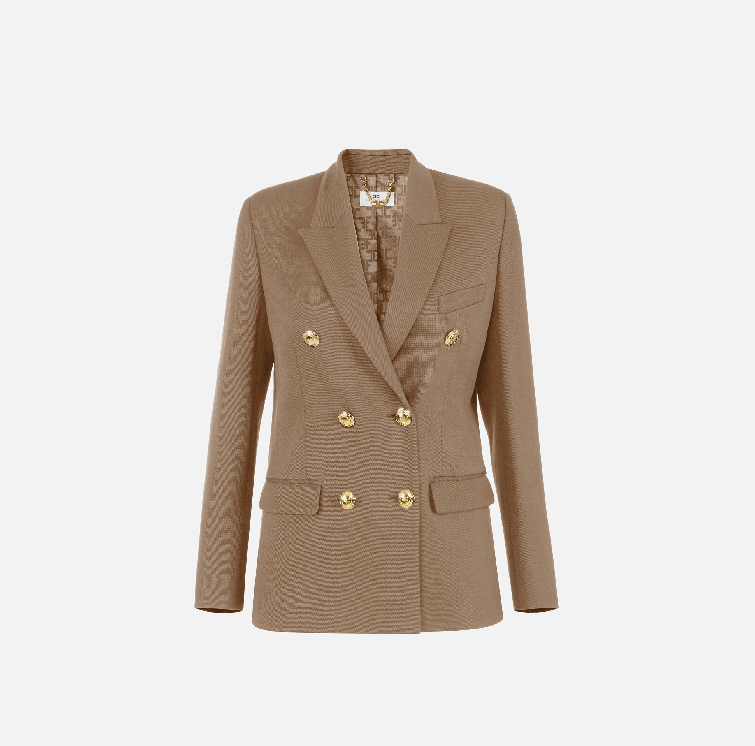ELISABETTA FRANCHI Giacca Doppiopetto Gabardina-Argilla