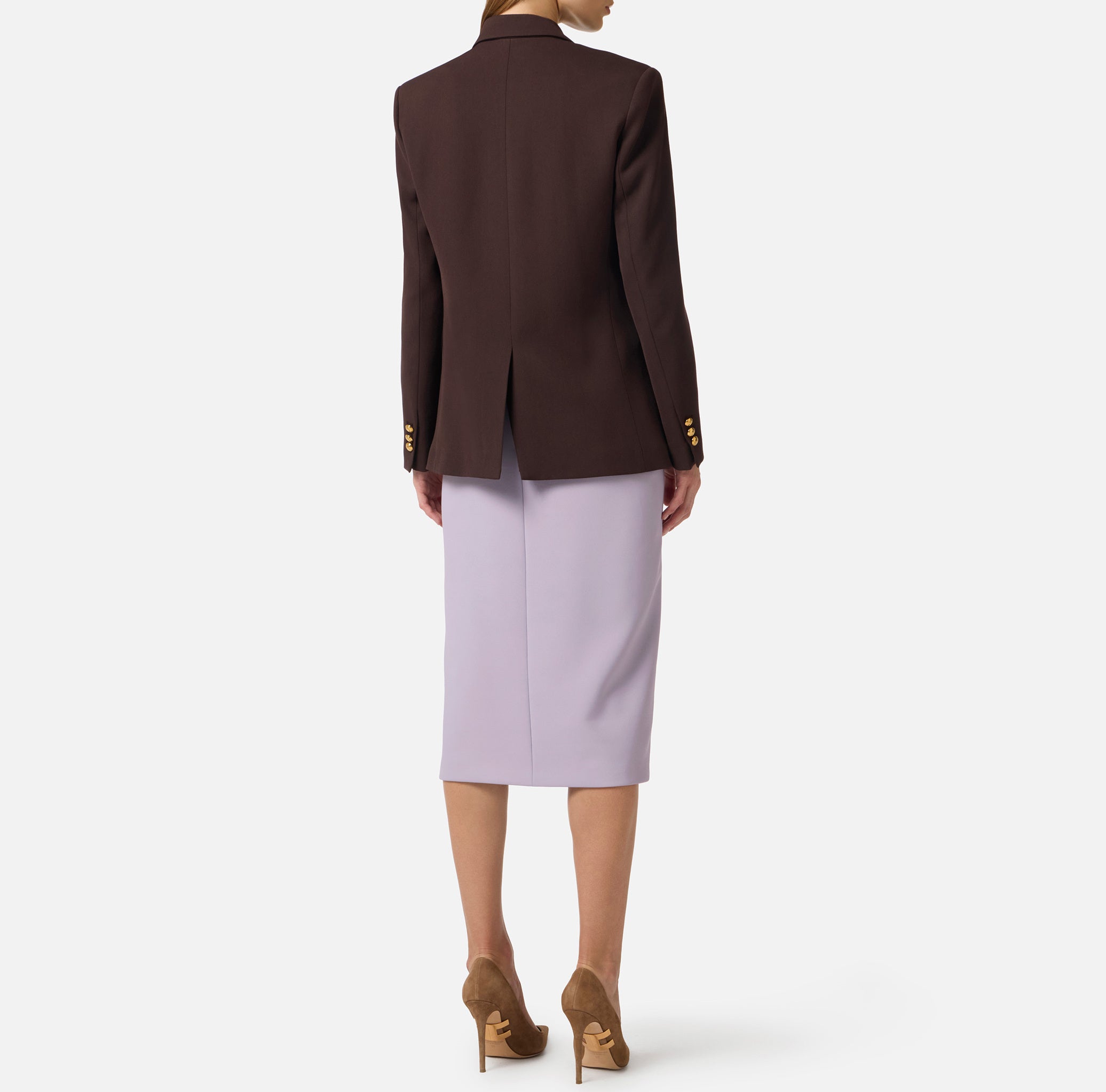 ELISABETTA FRANCHI Giacca Doppiopetto Gabardina-Cacao
