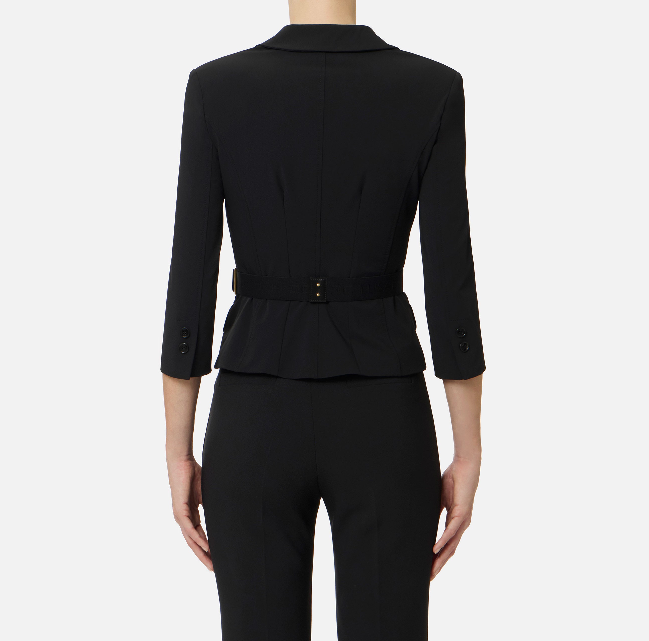 ELISABETTA FRANCHI Giacca Tessuto Bielastico Cintura-Nero