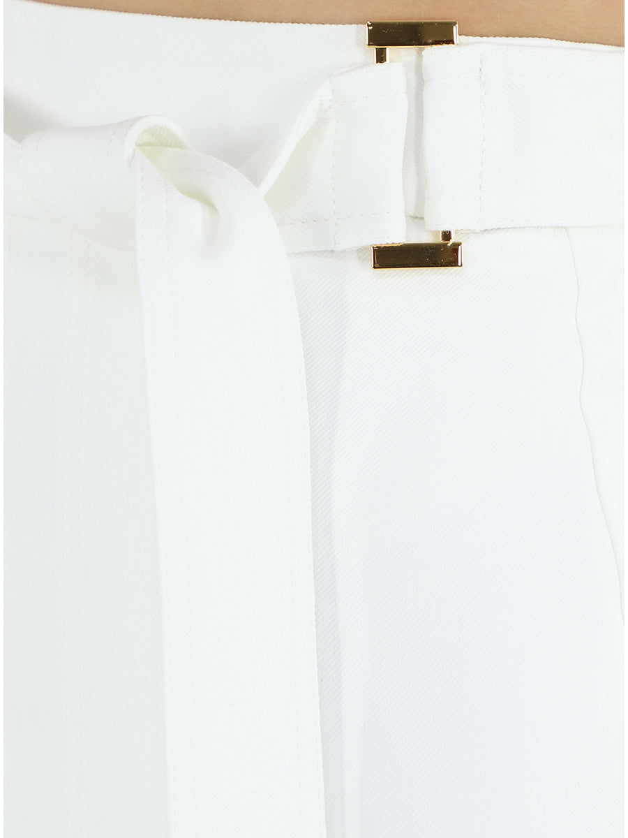 ELISABETTA FRANCHI Gonna Midi Gabardina Fusciacca-Avorio