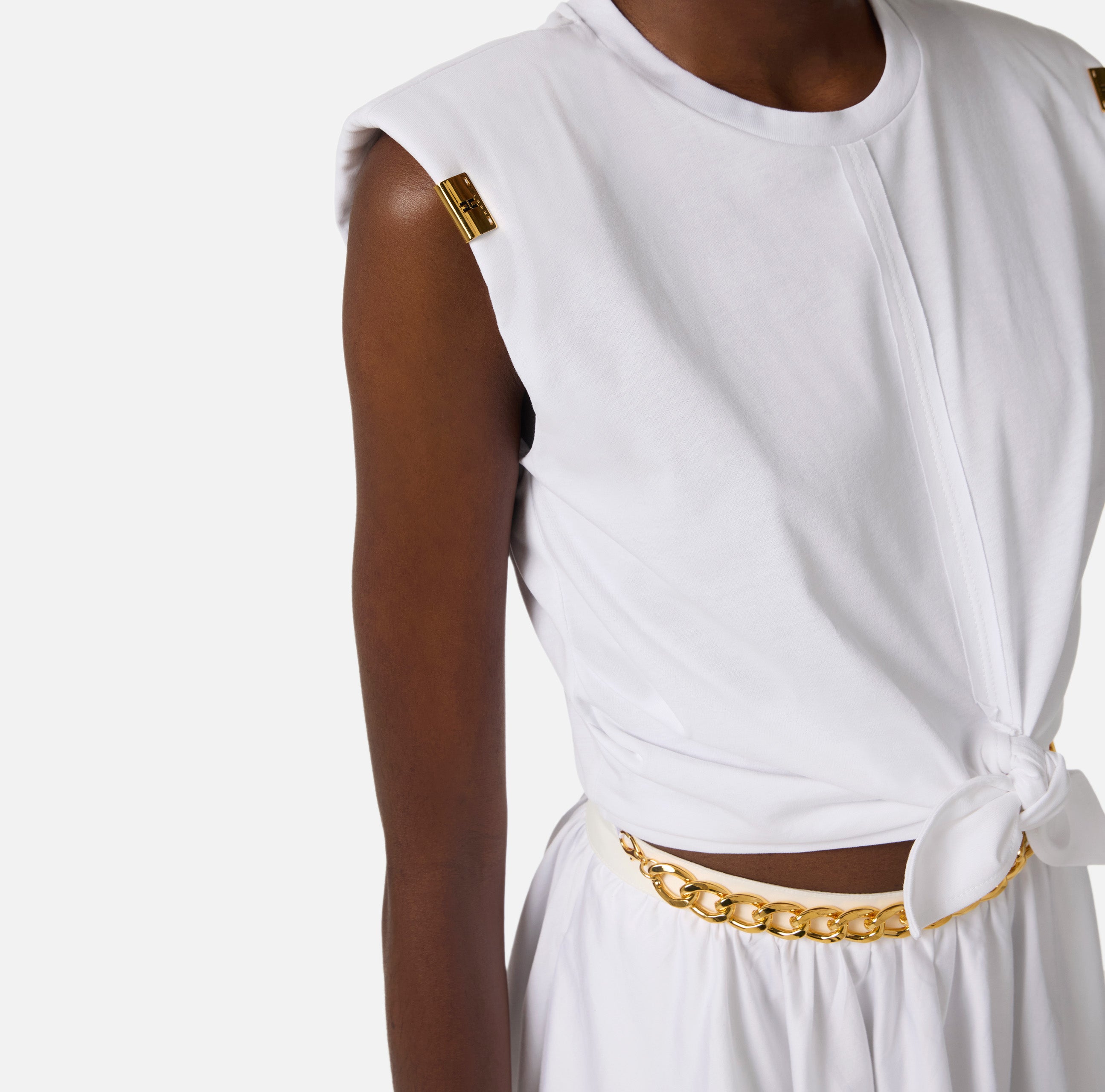 ELISABETTA FRANCHI Maglia Jersey Nodo-Gesso