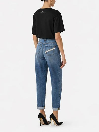 ELISABETTA FRANCHI T-Shirt Jersey Logo-Nero