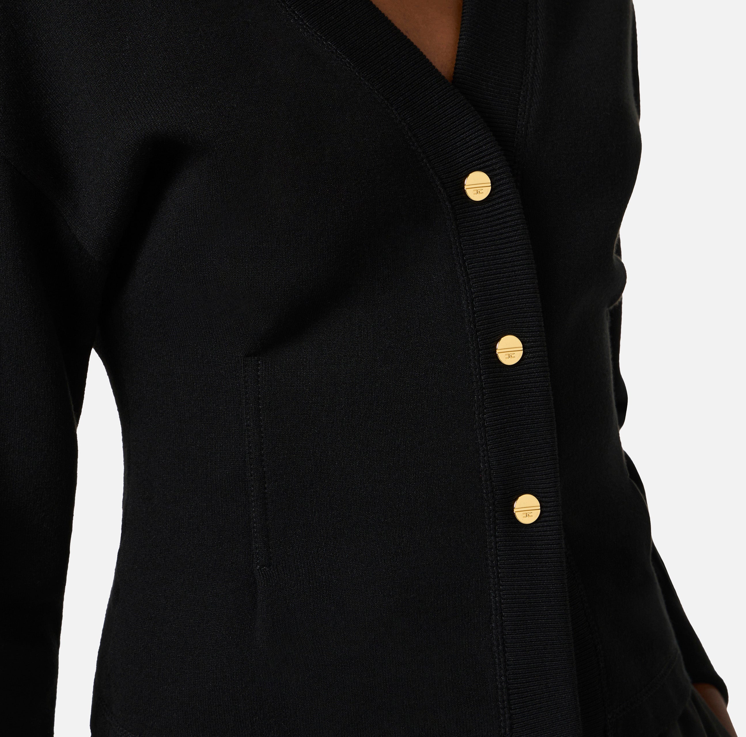 ELISABETTA FRANCHI Cardigan Maglia Logo-Nero