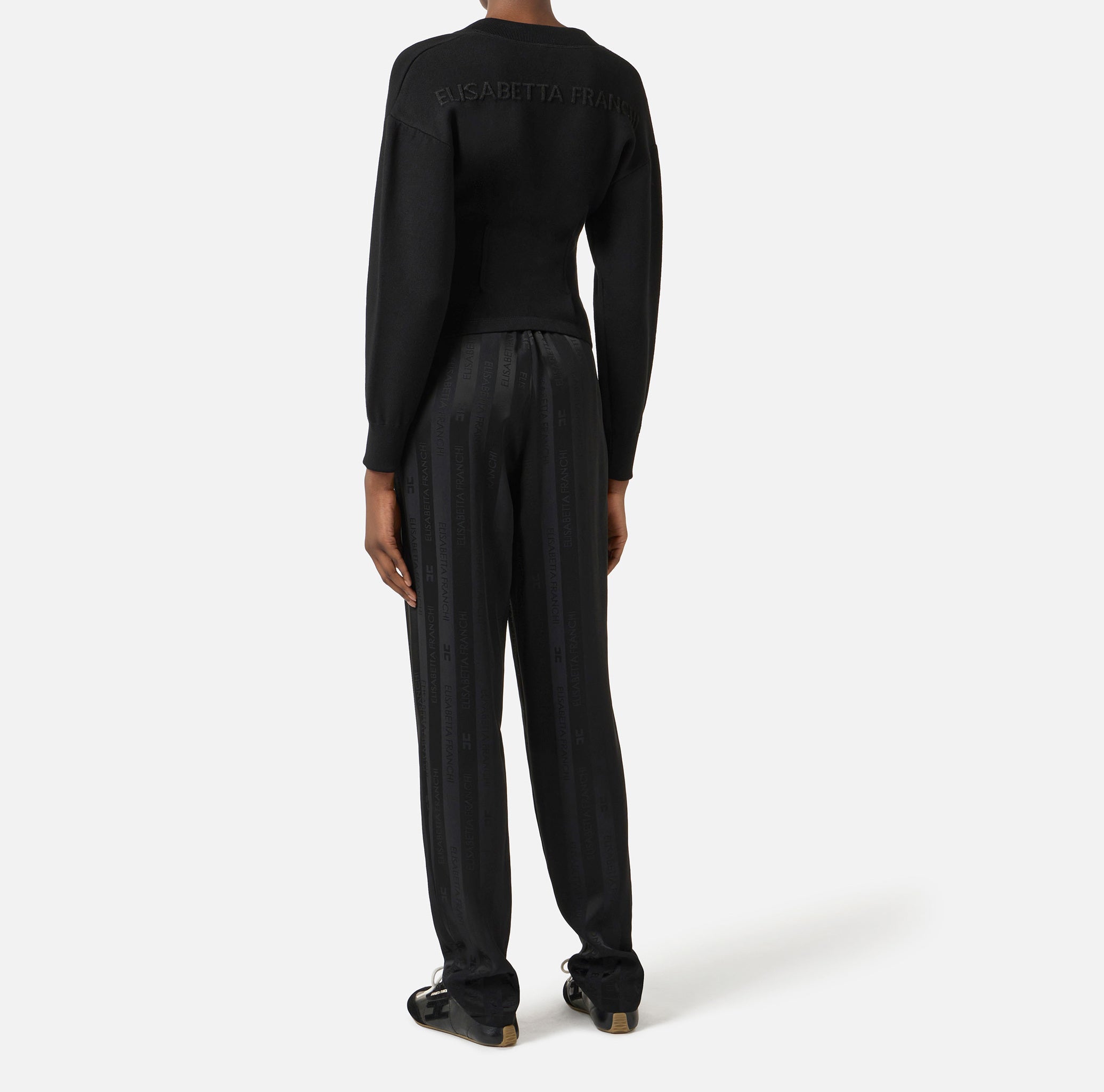 ELISABETTA FRANCHI Cardigan Maglia Logo-Nero