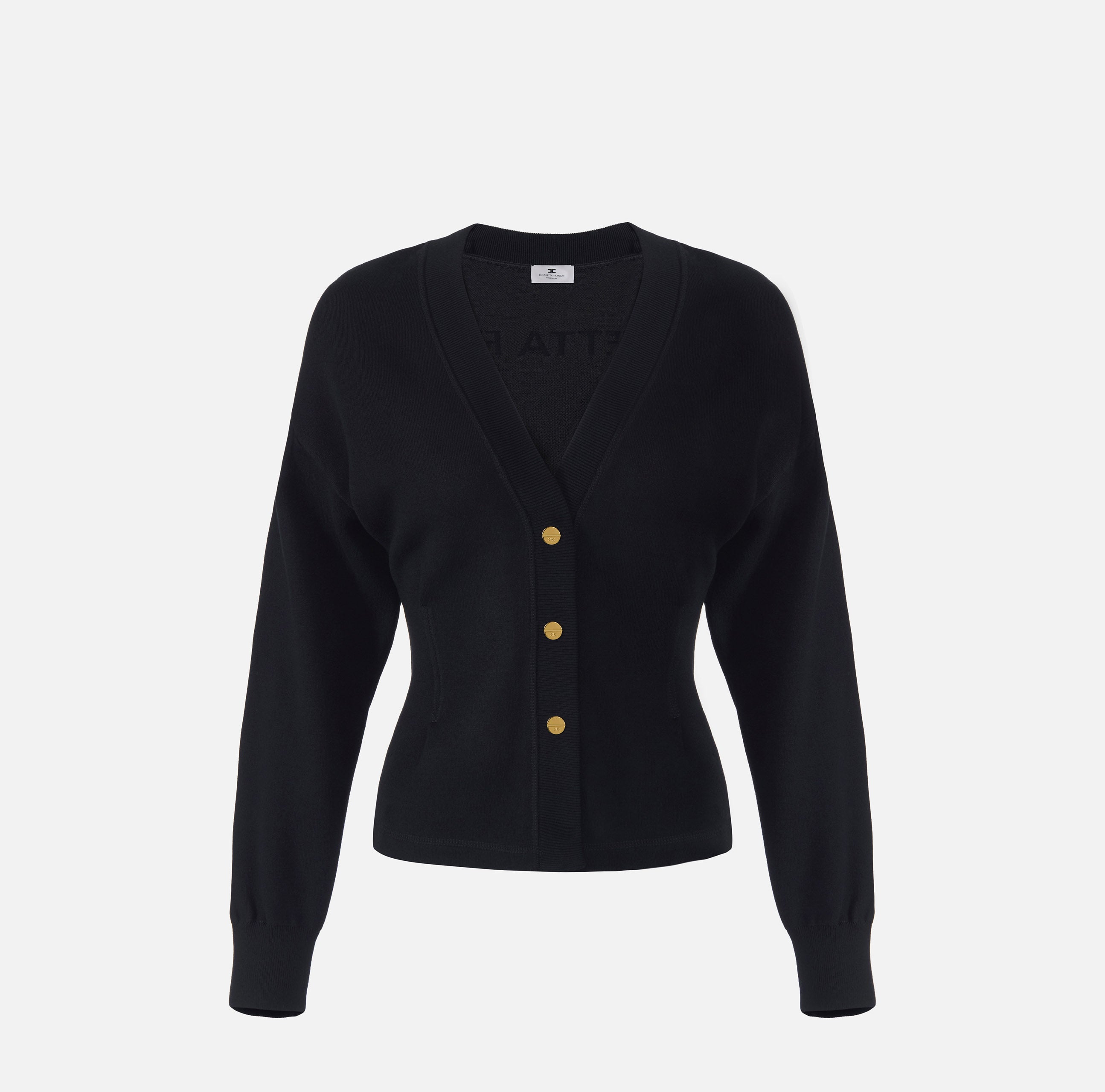 ELISABETTA FRANCHI Cardigan Maglia Logo-Nero