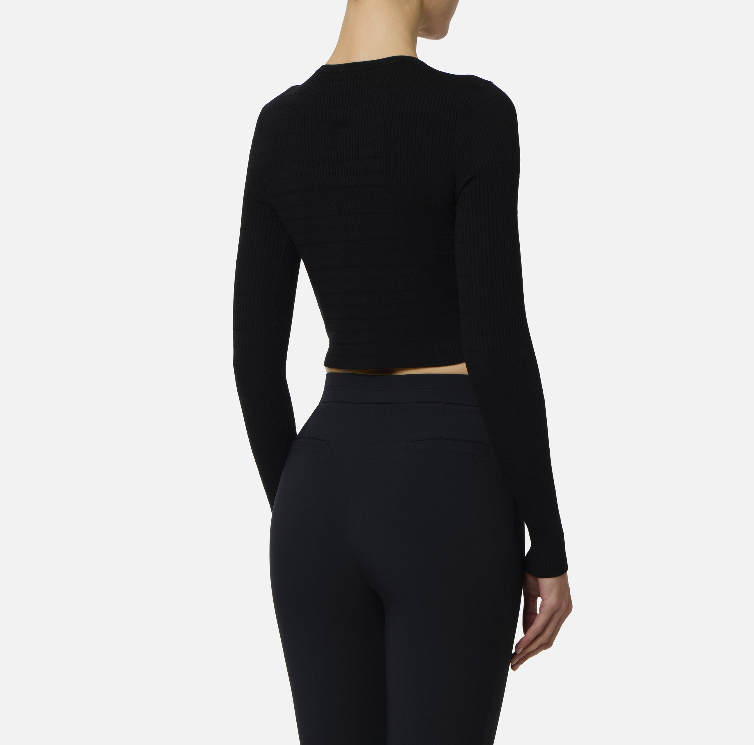 ELISABETTA FRANCHI Cardigan Maglia Costine Micro Trecce-Nero