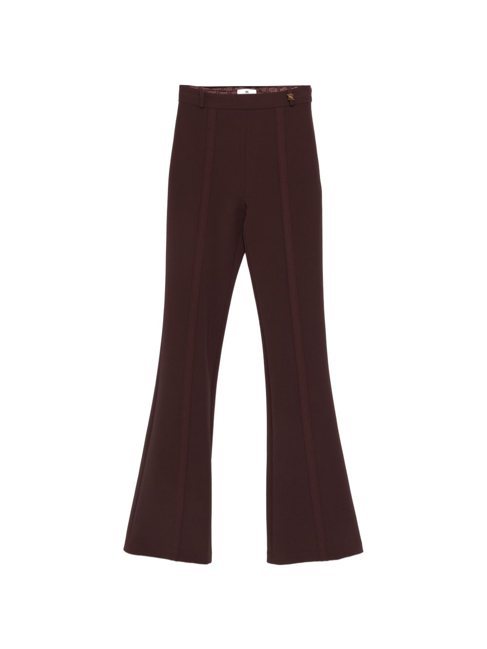 ELISABETTA FRANCHI Pantalone Zampa crêpe Charm Logo-Cacao