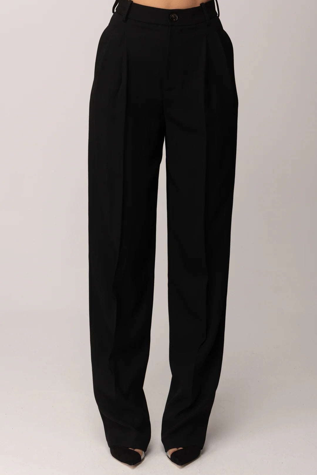 ELISABETTA FRANCHI Pantalone Dritto Gabardina Pinces-Nero