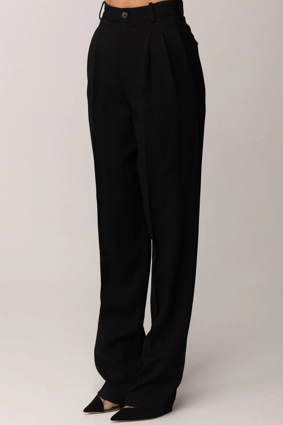 ELISABETTA FRANCHI Pantalone Dritto Gabardina Pinces-Nero