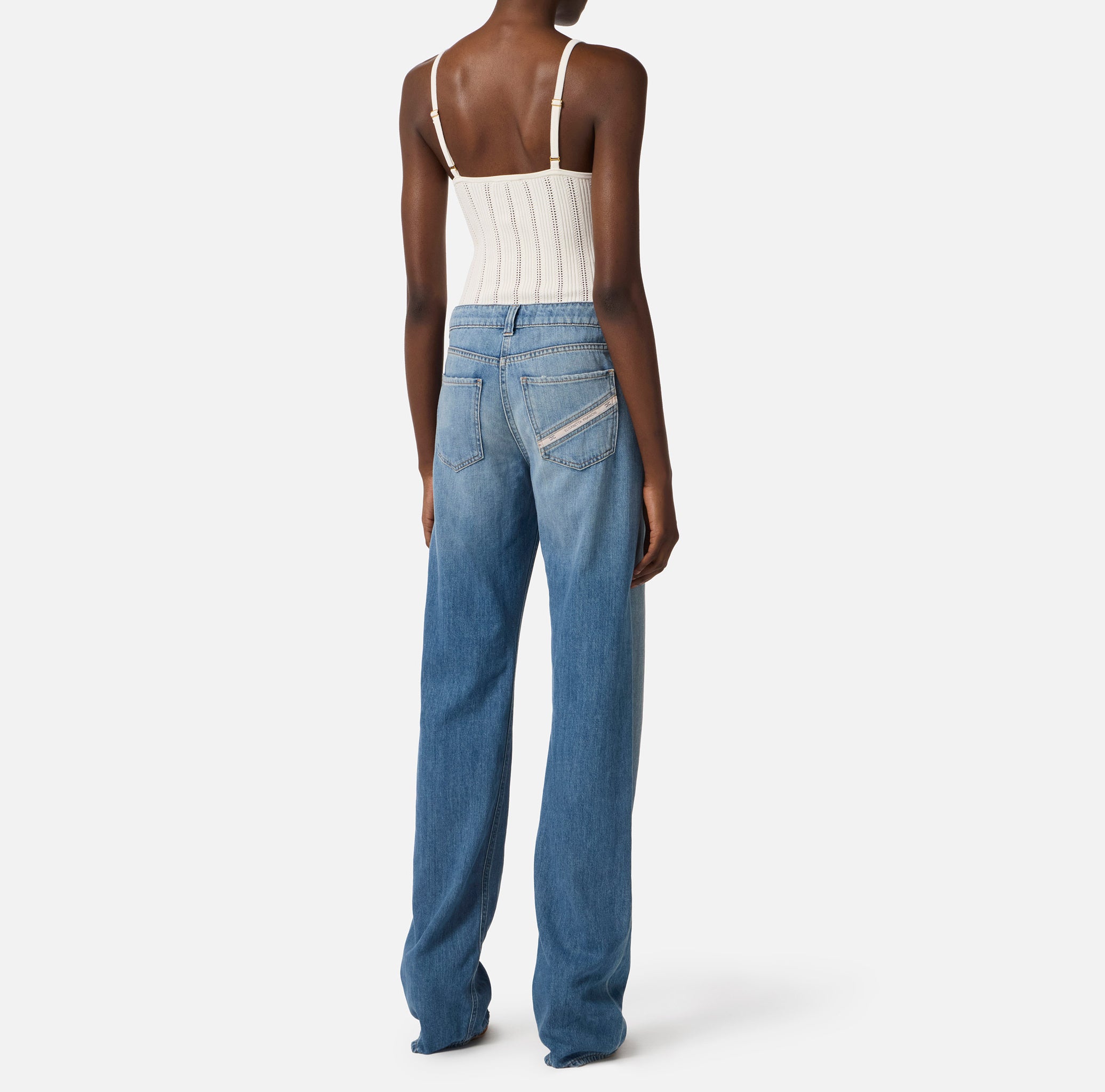 ELISABETTA FRANCHI Jeans Palazzo Placca Logo-Light Blue