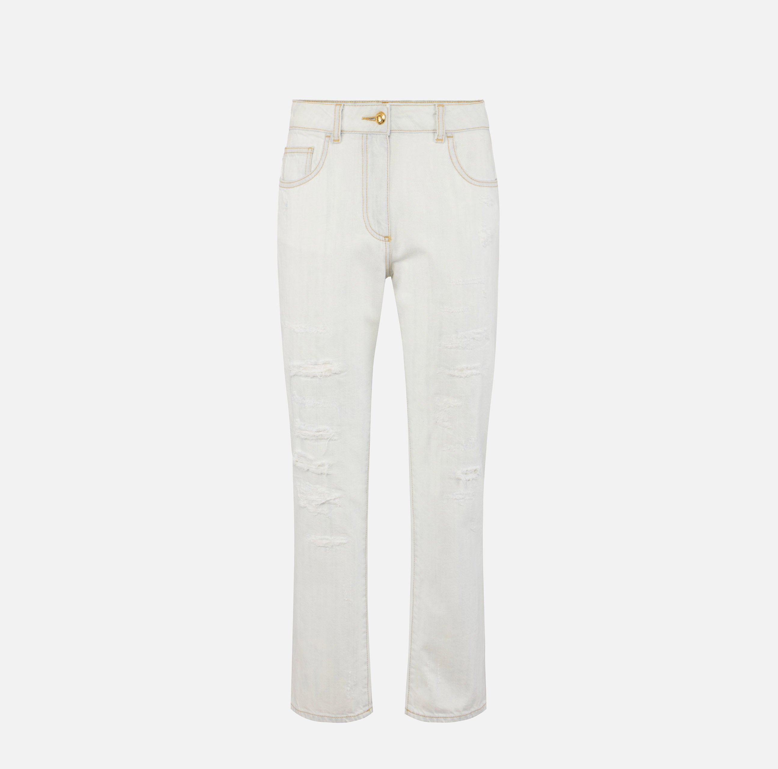 ELISABETTA FRANCHI Jeans Denim Strappi-Bleached Destroyed