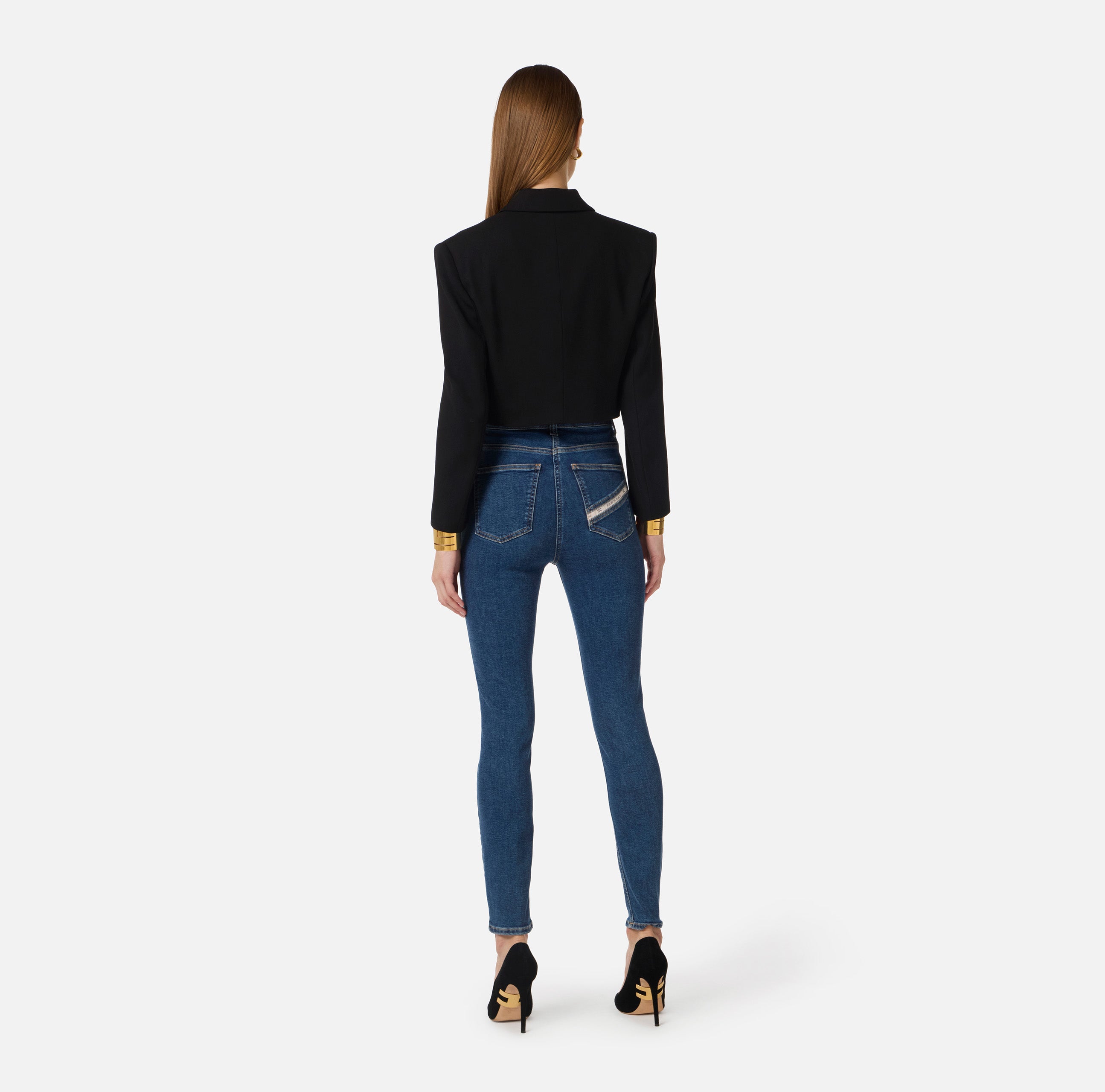 ELISABETTA FRANCHI Jeans Skinny Placca Logo-Blue Vintage