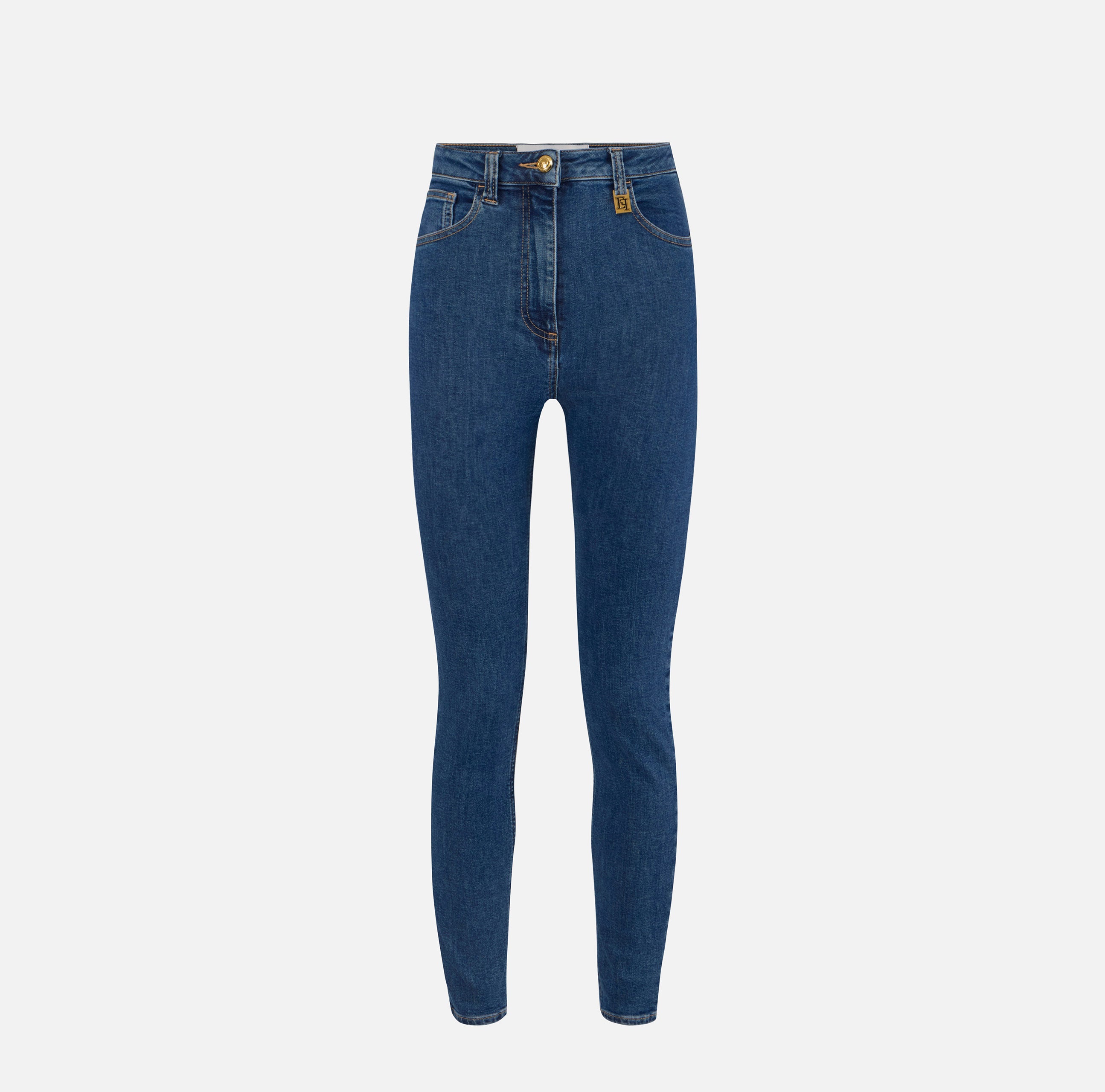 ELISABETTA FRANCHI Jeans Skinny Placca Logo-Blue Vintage