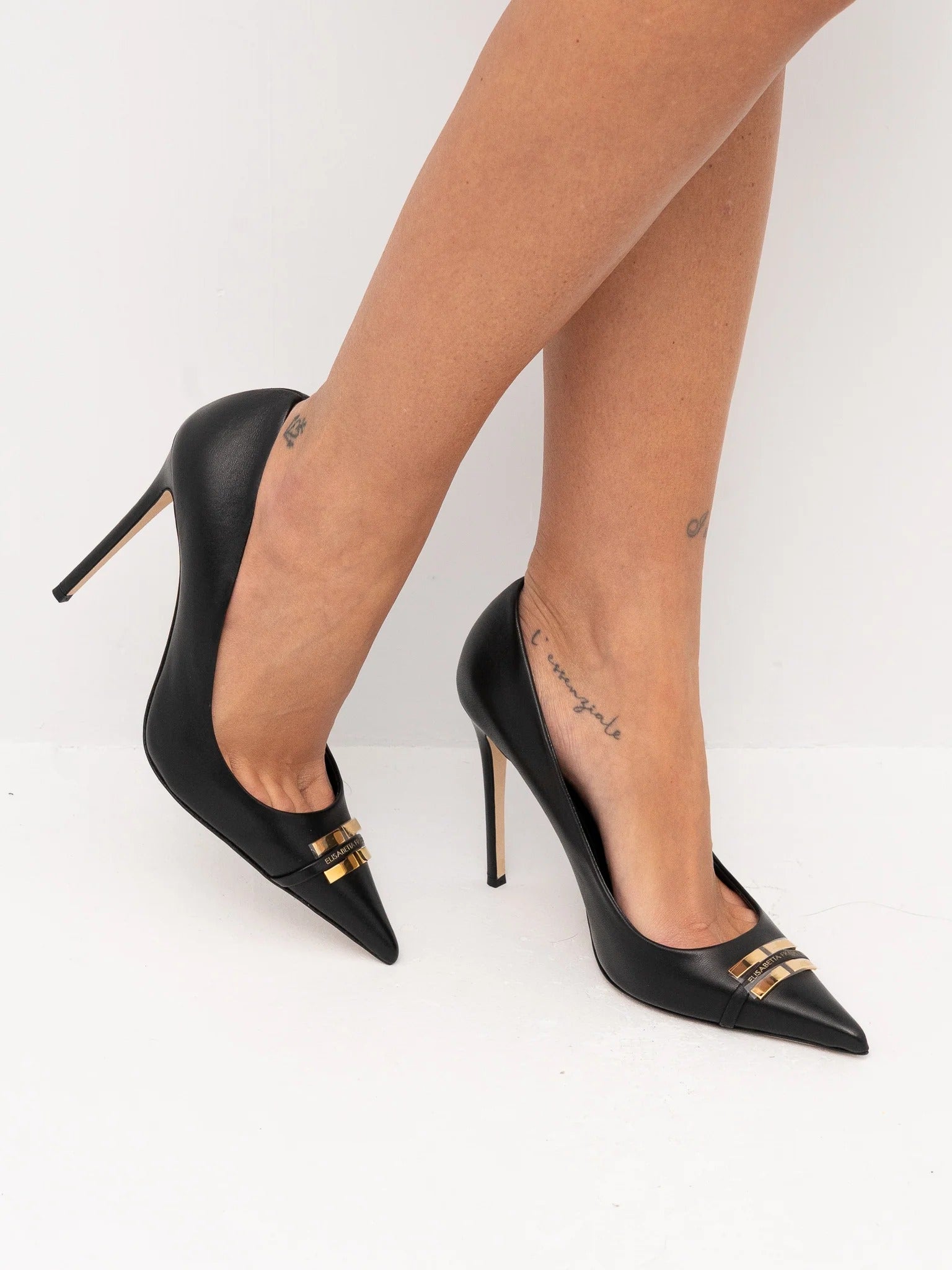 ELISABETTA FRANCHI Pantalone Dritto Gabardina Pinces-Nero