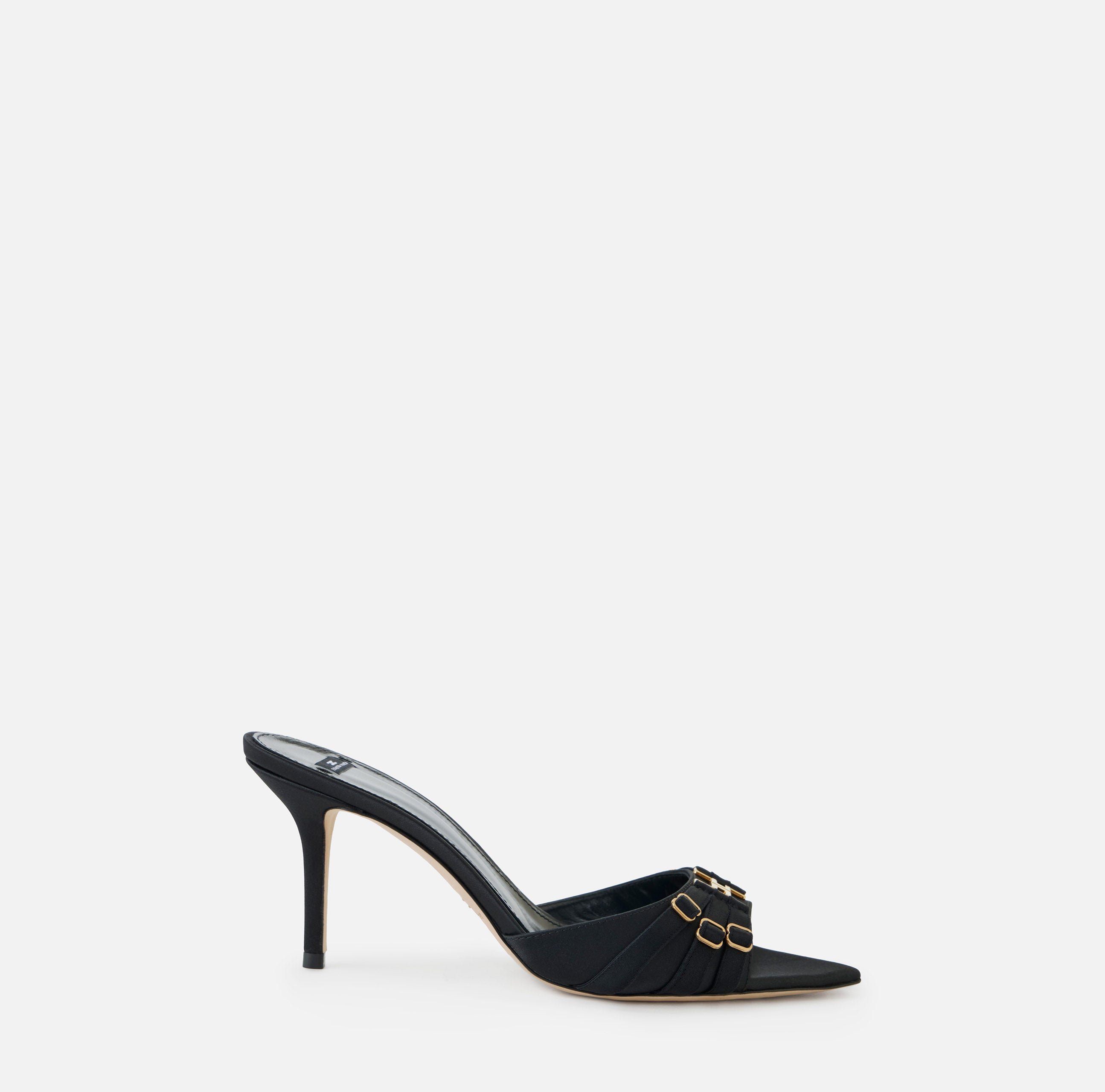 ELISABETTA FRANCHI Mules Pelle Raso Elastici Logo-Nero