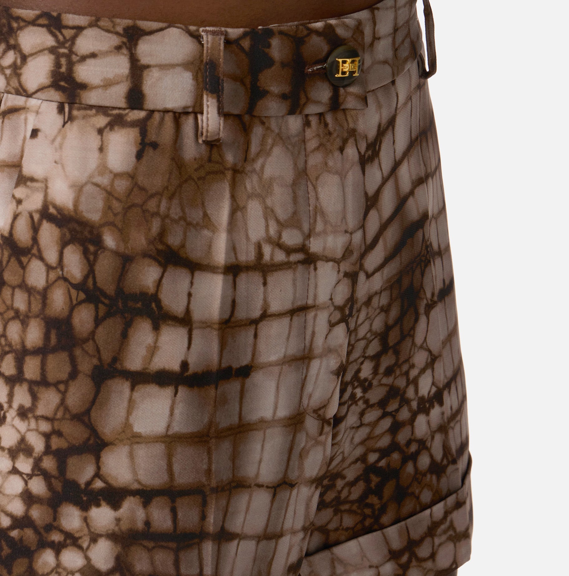 ELISABETTA FRANCHI Shorts Jersey Viscosa Coccodrillo-Cacao